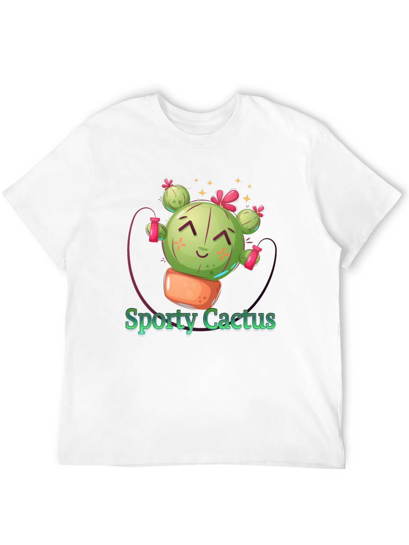 Sporty Cactus Black T-Shirt - Cute Design