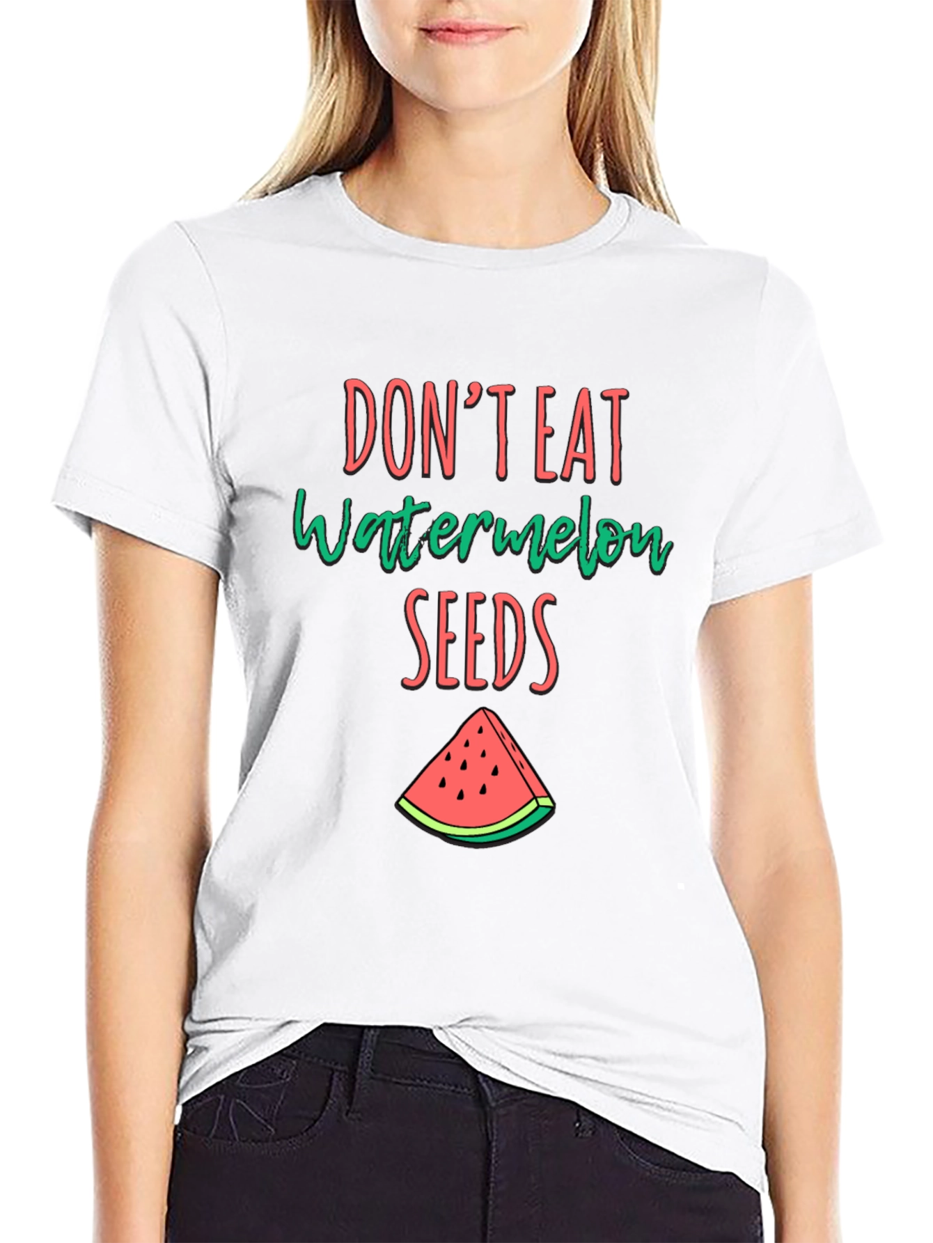 Funny Dont Eat Watermelon Seeds Black T-Shirt