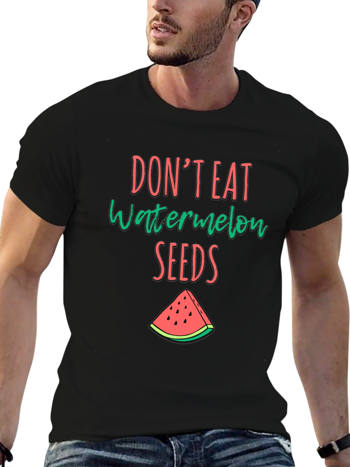 Funny Dont Eat Watermelon Seeds Black T-Shirt