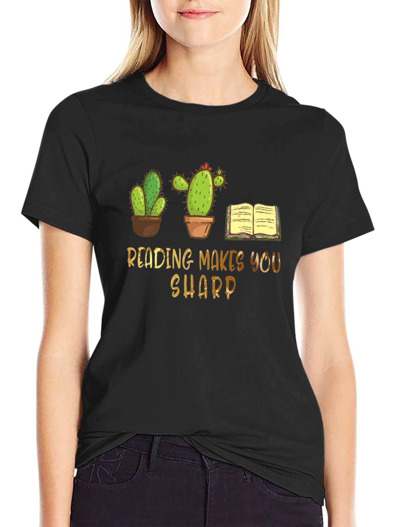 Reading Makes You Sharp T-Shirt Cactus Book Lover