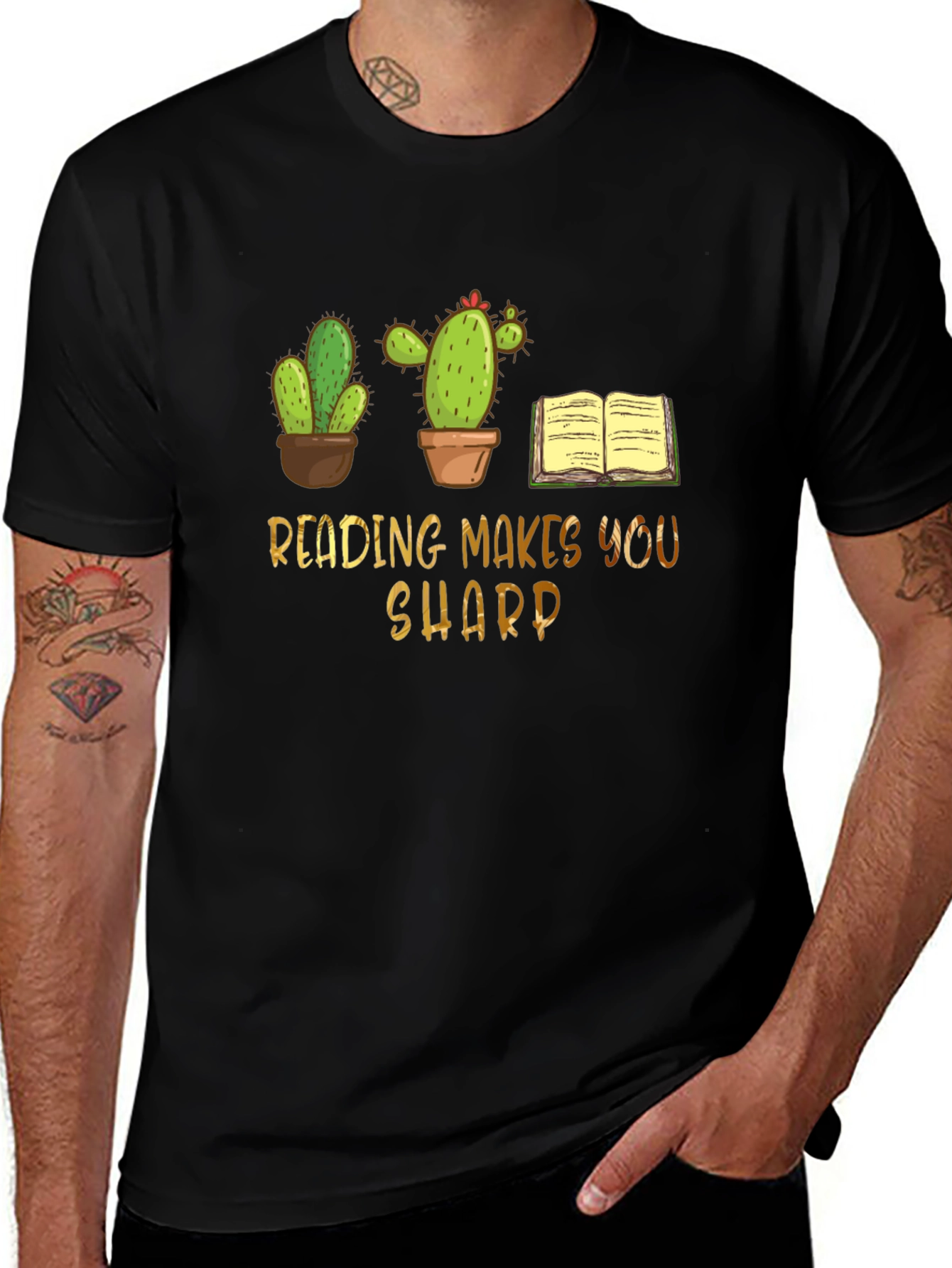 Reading Makes You Sharp T-Shirt Cactus Book Lover