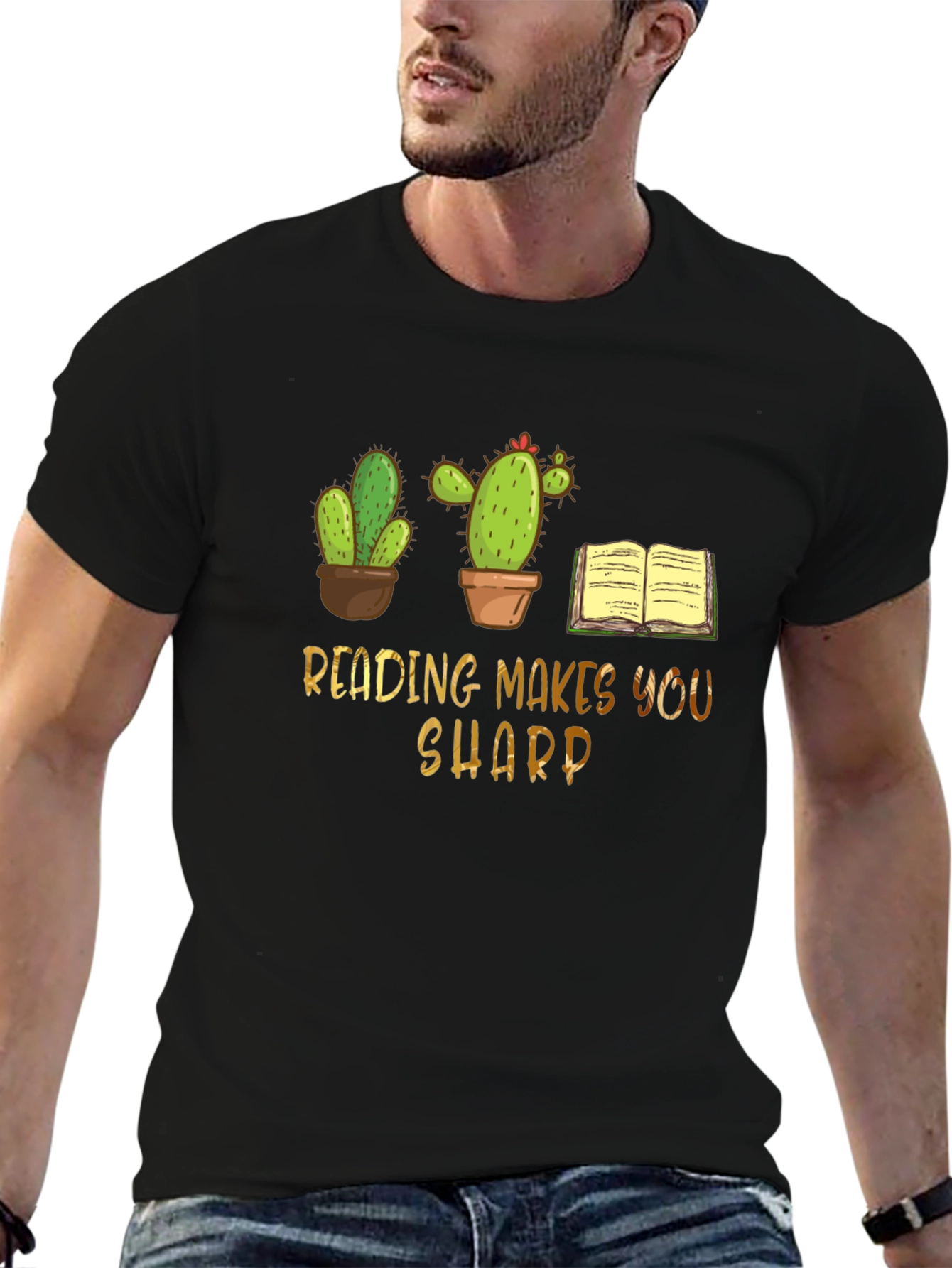 Reading Makes You Sharp T-Shirt Cactus Book Lover
