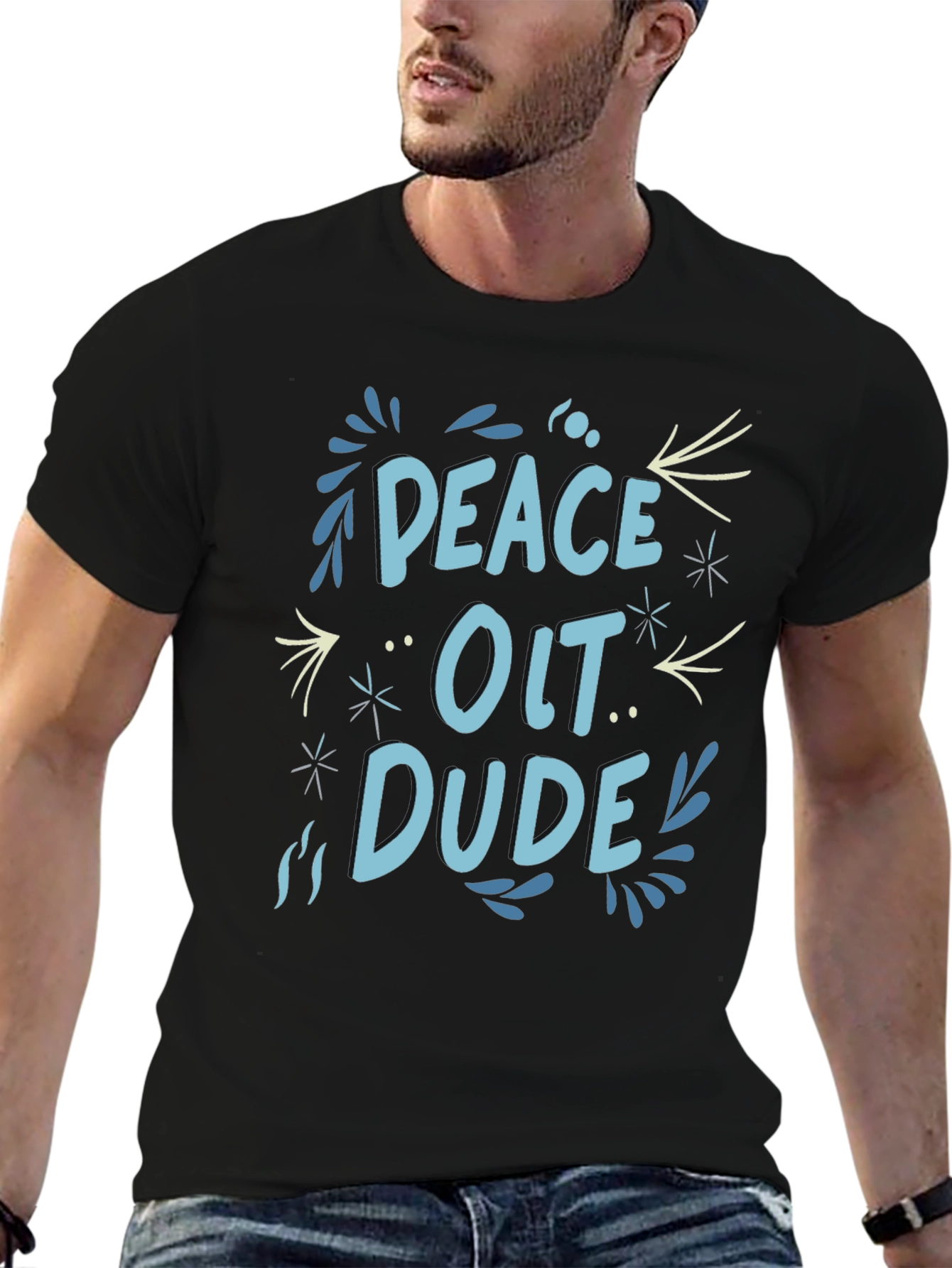 Peace Out Dude Graphic Black T-Shirt