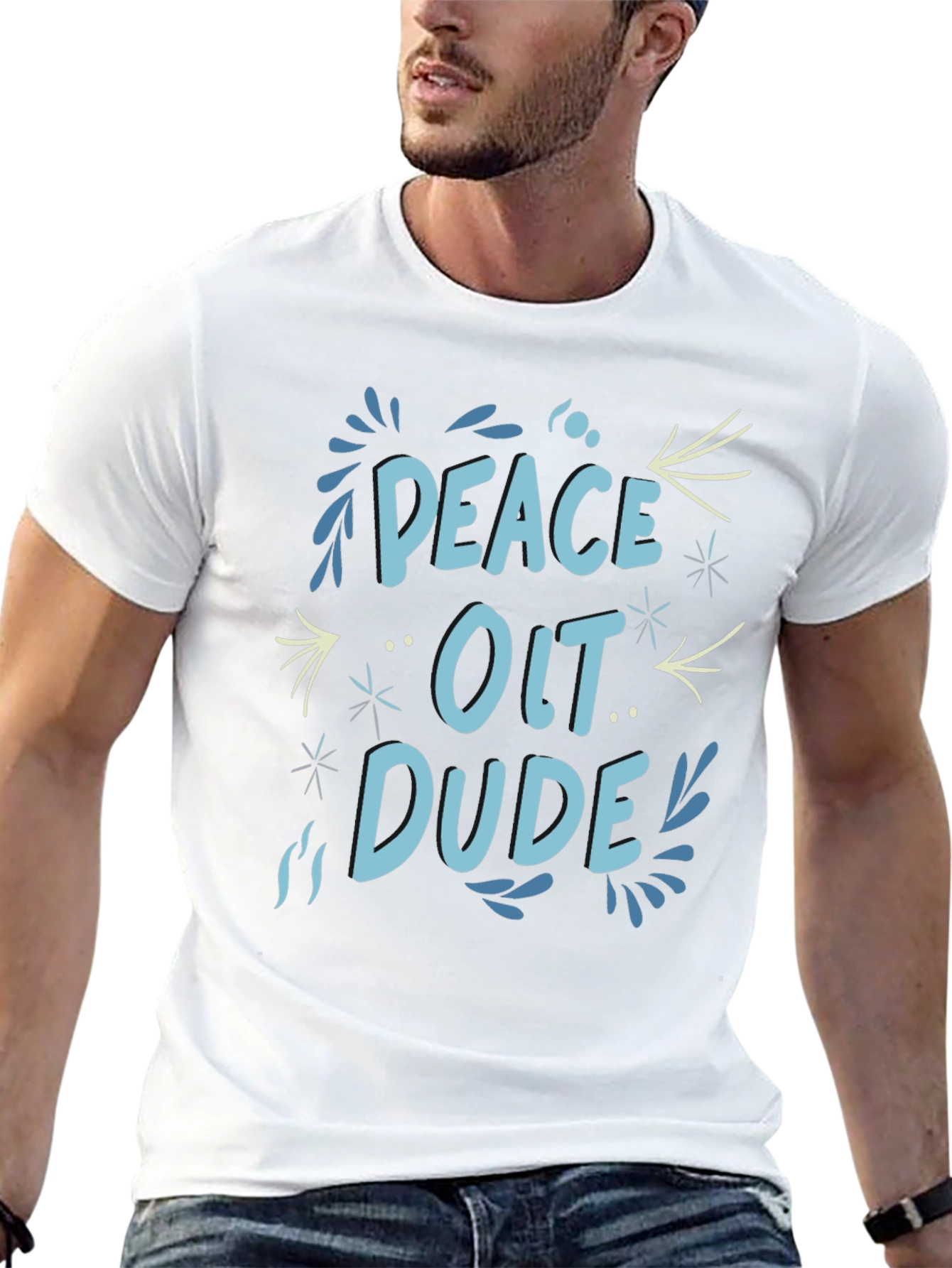 Peace Out Dude Graphic Black T-Shirt