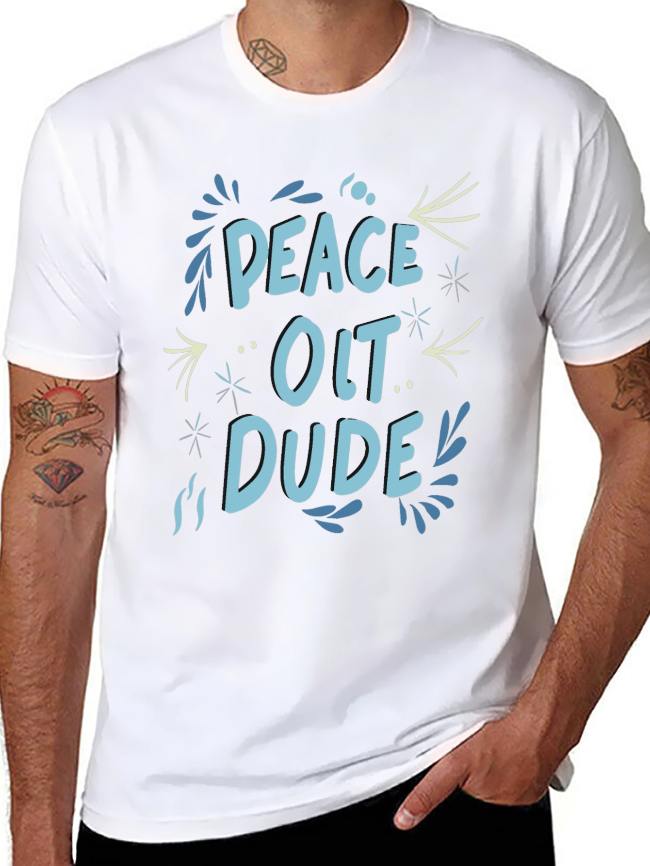 Peace Out Dude Graphic Black T-Shirt