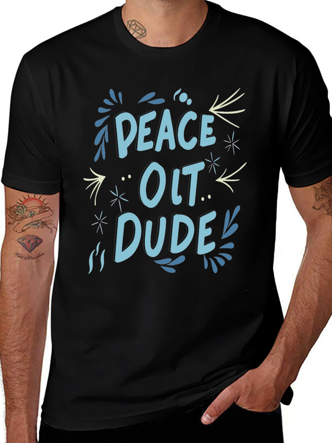 Peace Out Dude Graphic Black T-Shirt