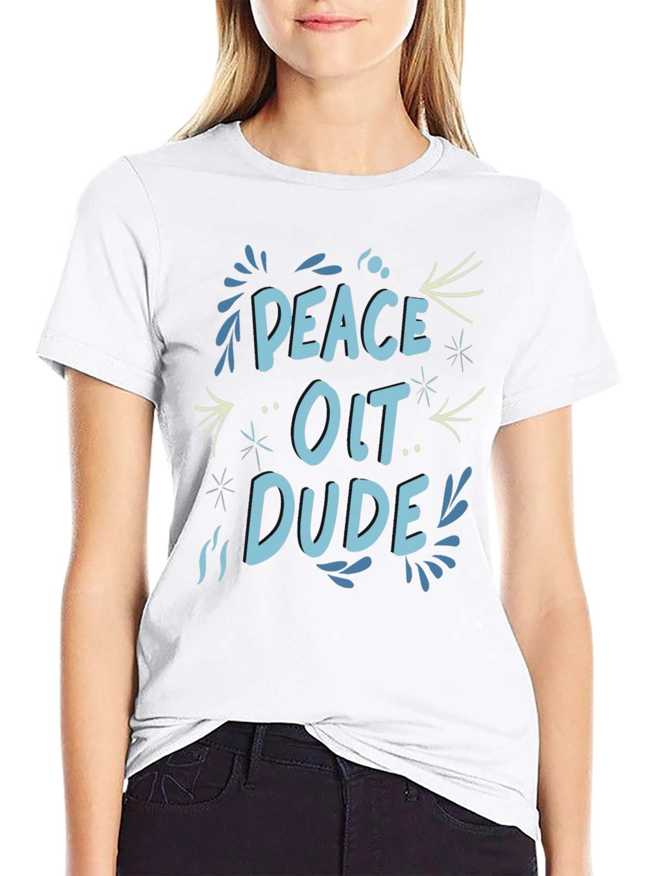 Peace Out Dude Graphic Black T-Shirt