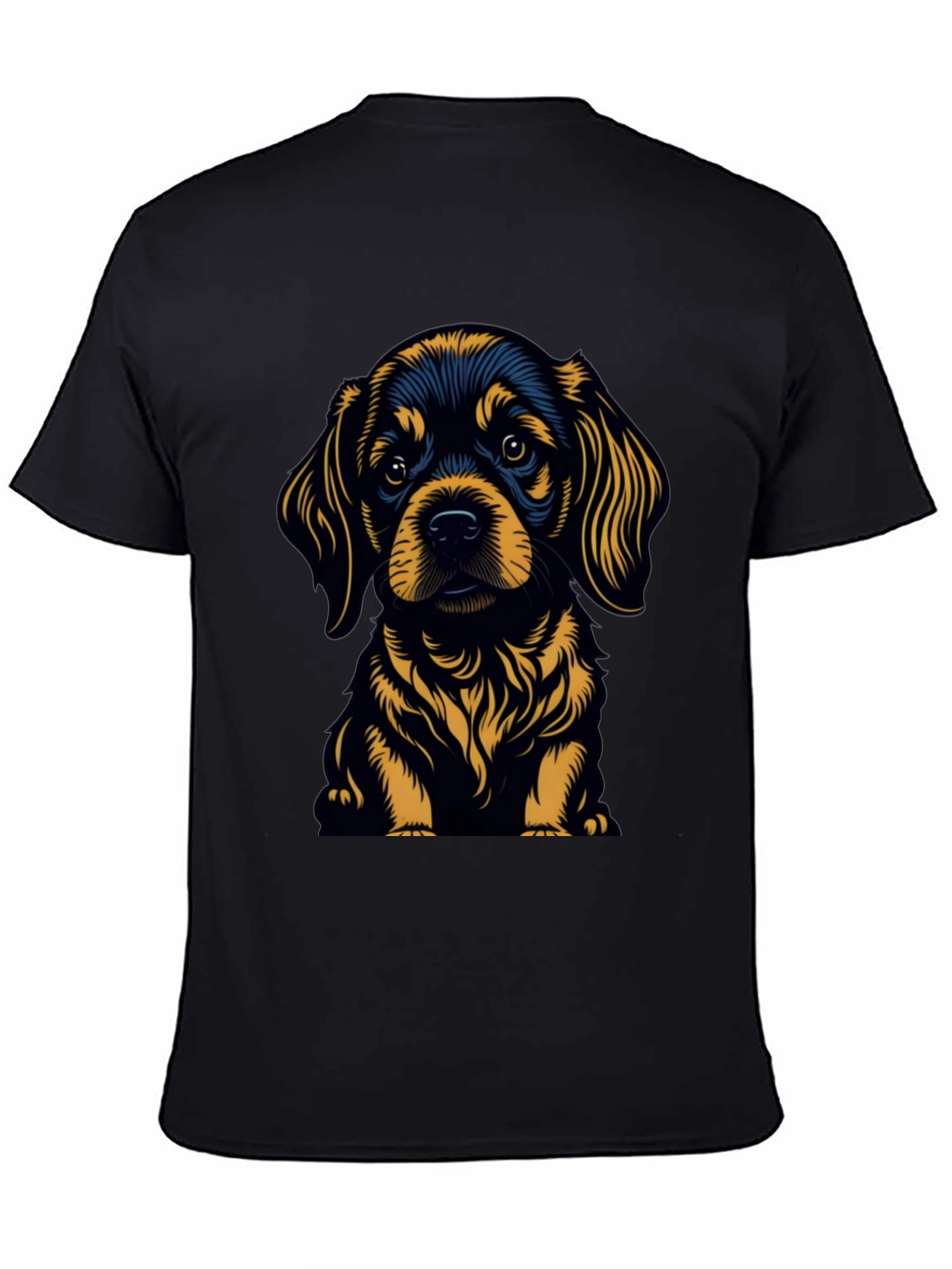Cute Puppy Graphic Tee - Black Cotton Blend