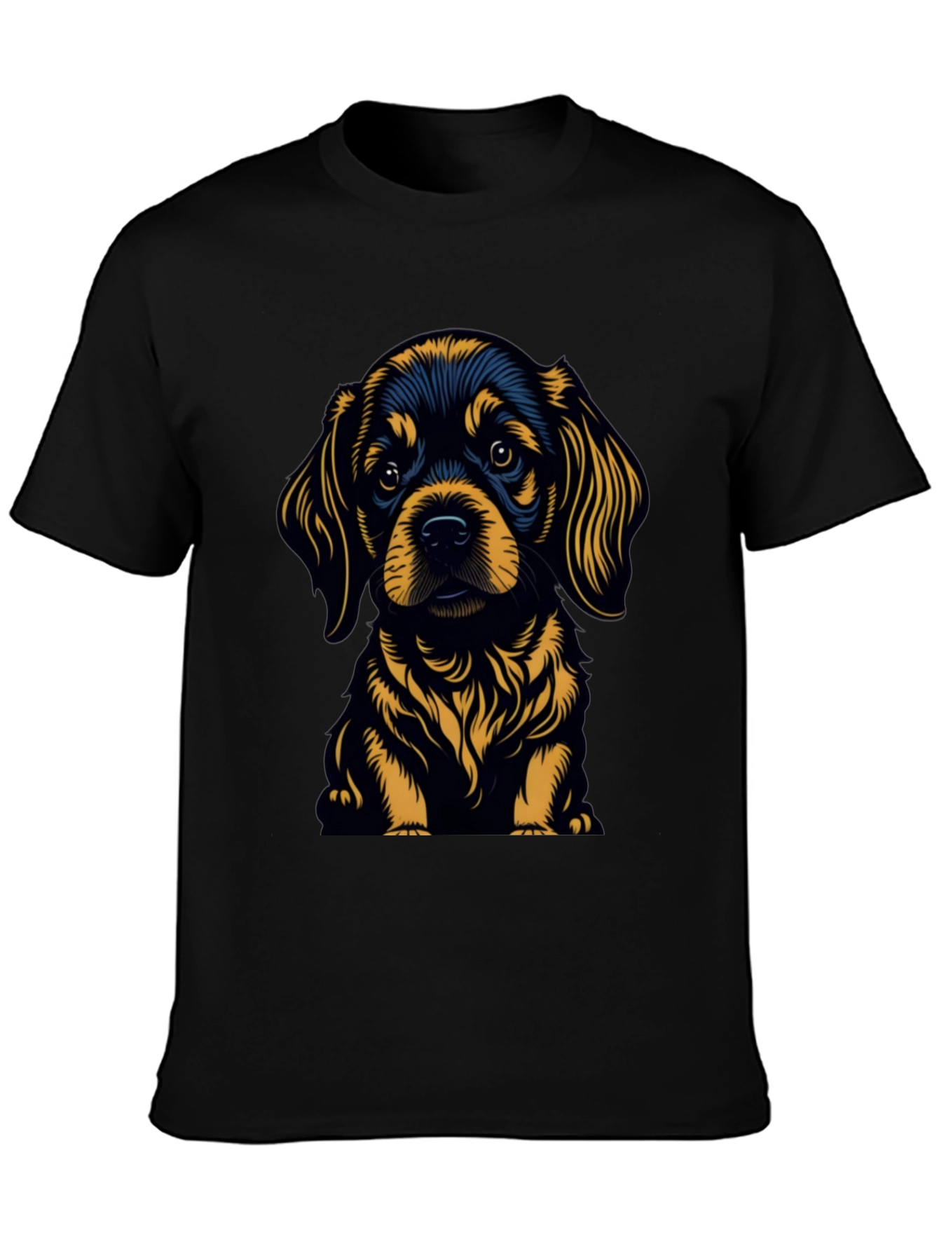 Cute Puppy Graphic Tee - Black Cotton Blend