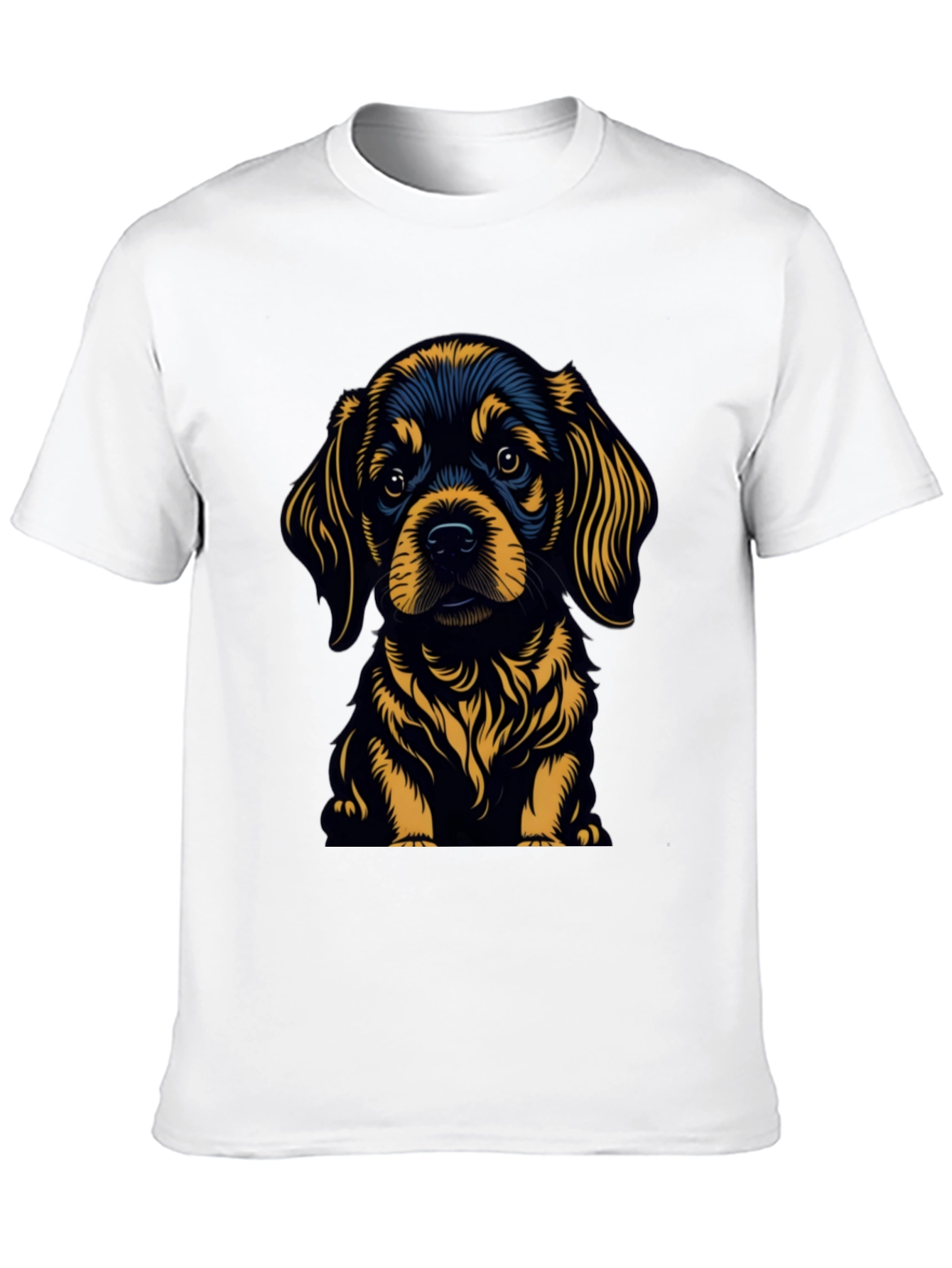 Cute Puppy Graphic Tee - Black Cotton Blend