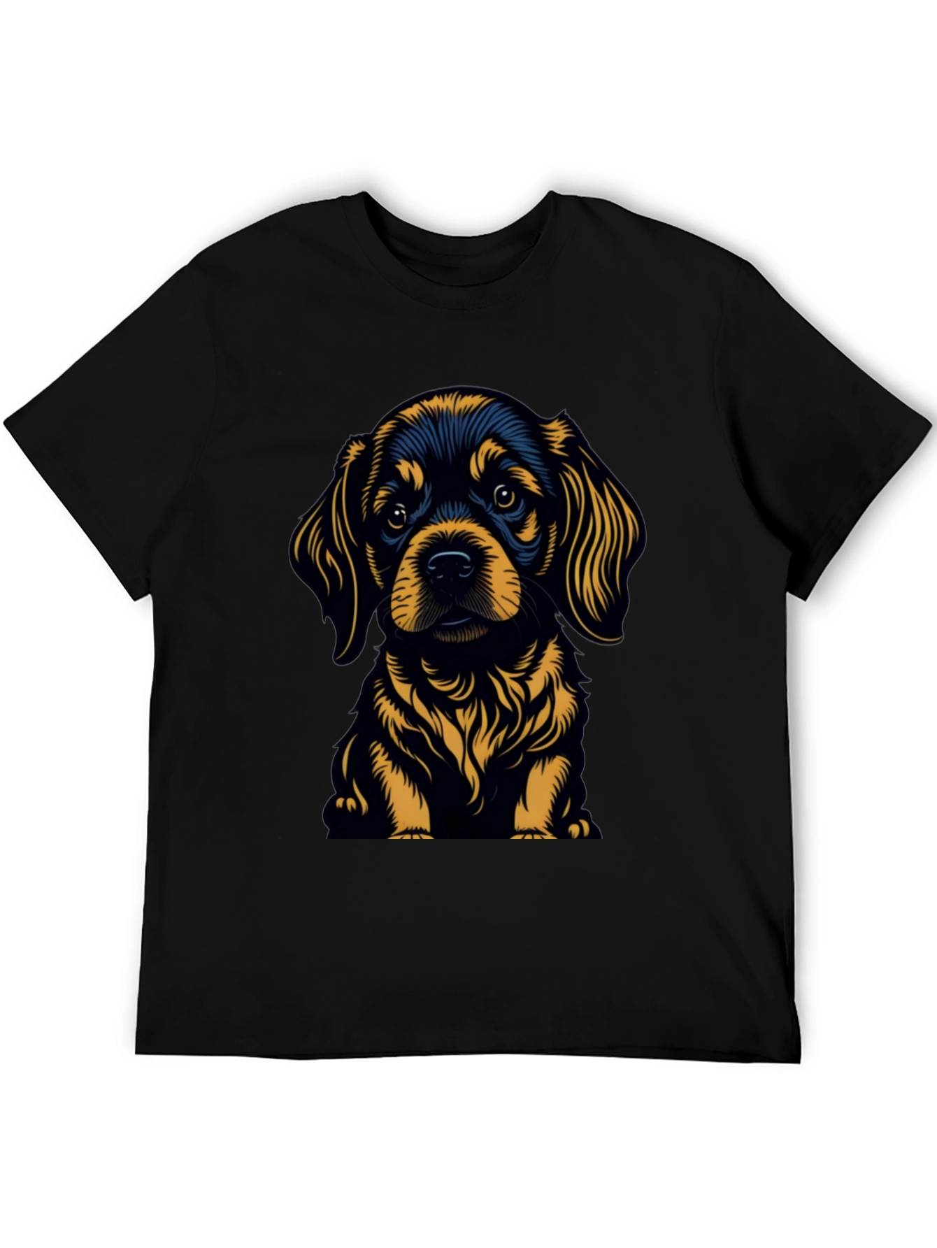 Cute Puppy Graphic Tee - Black Cotton Blend