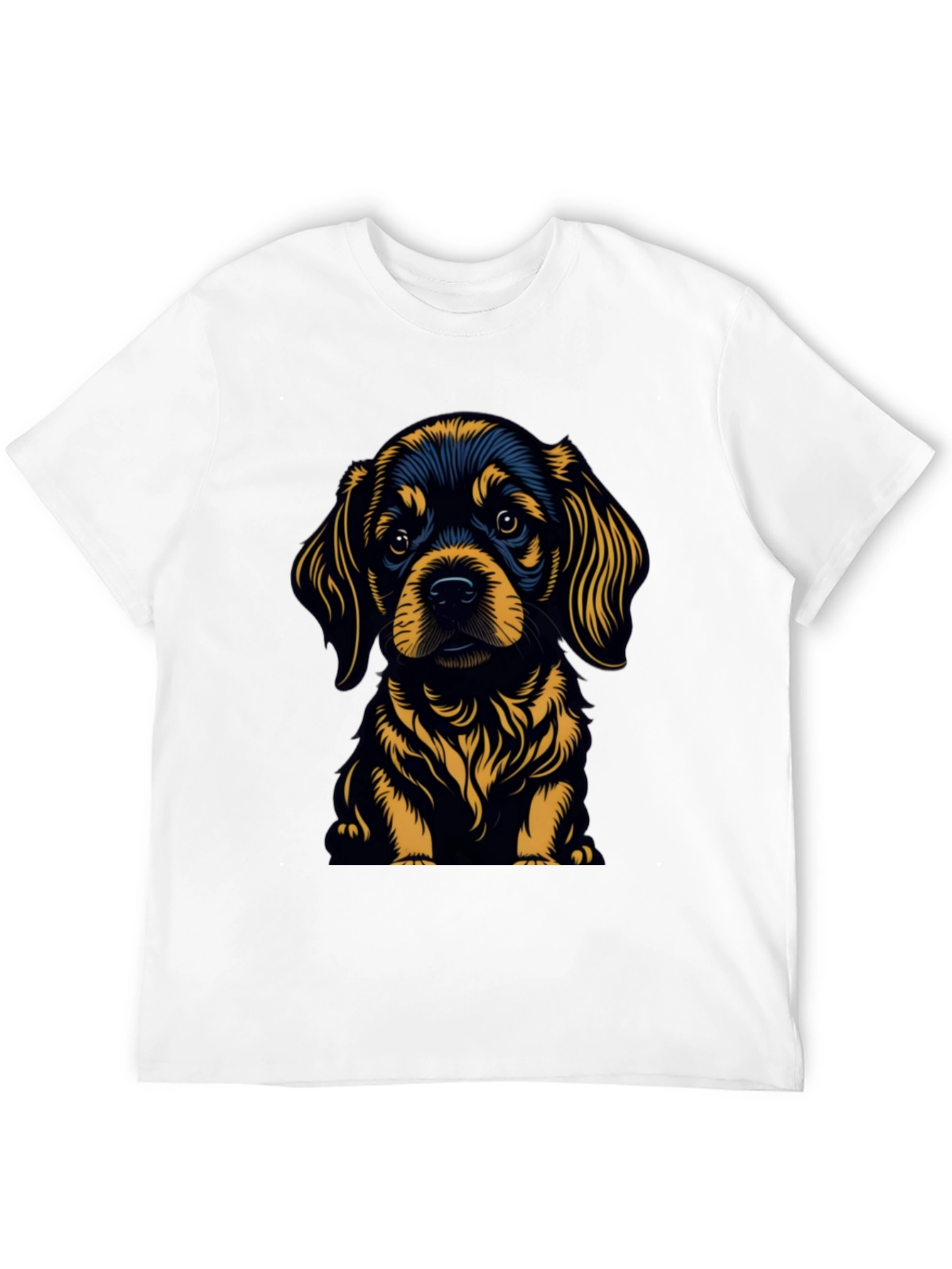 Cute Puppy Graphic Tee - Black Cotton Blend