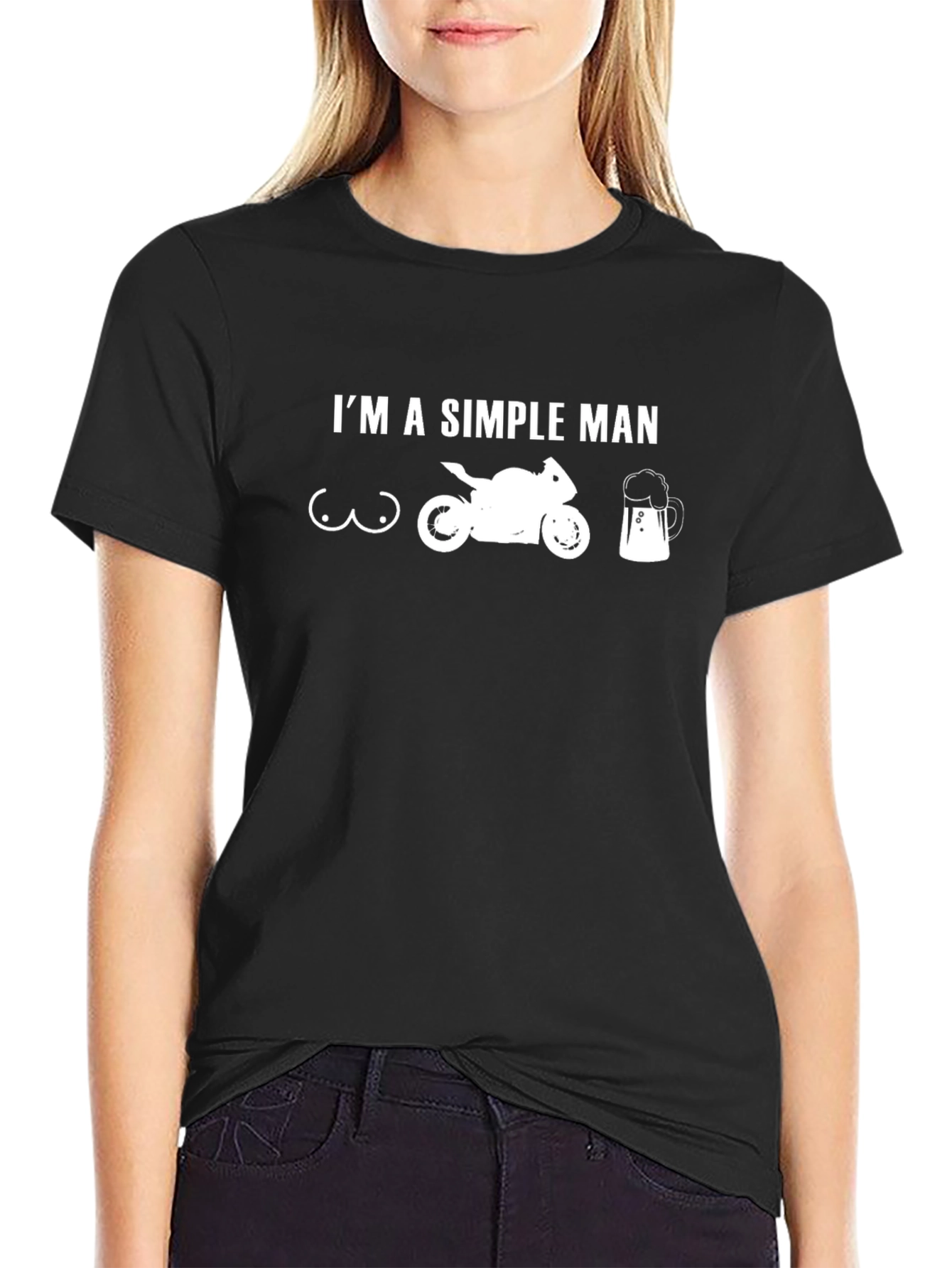 Simple Man T-Shirt - Motorcycle & Beer Design