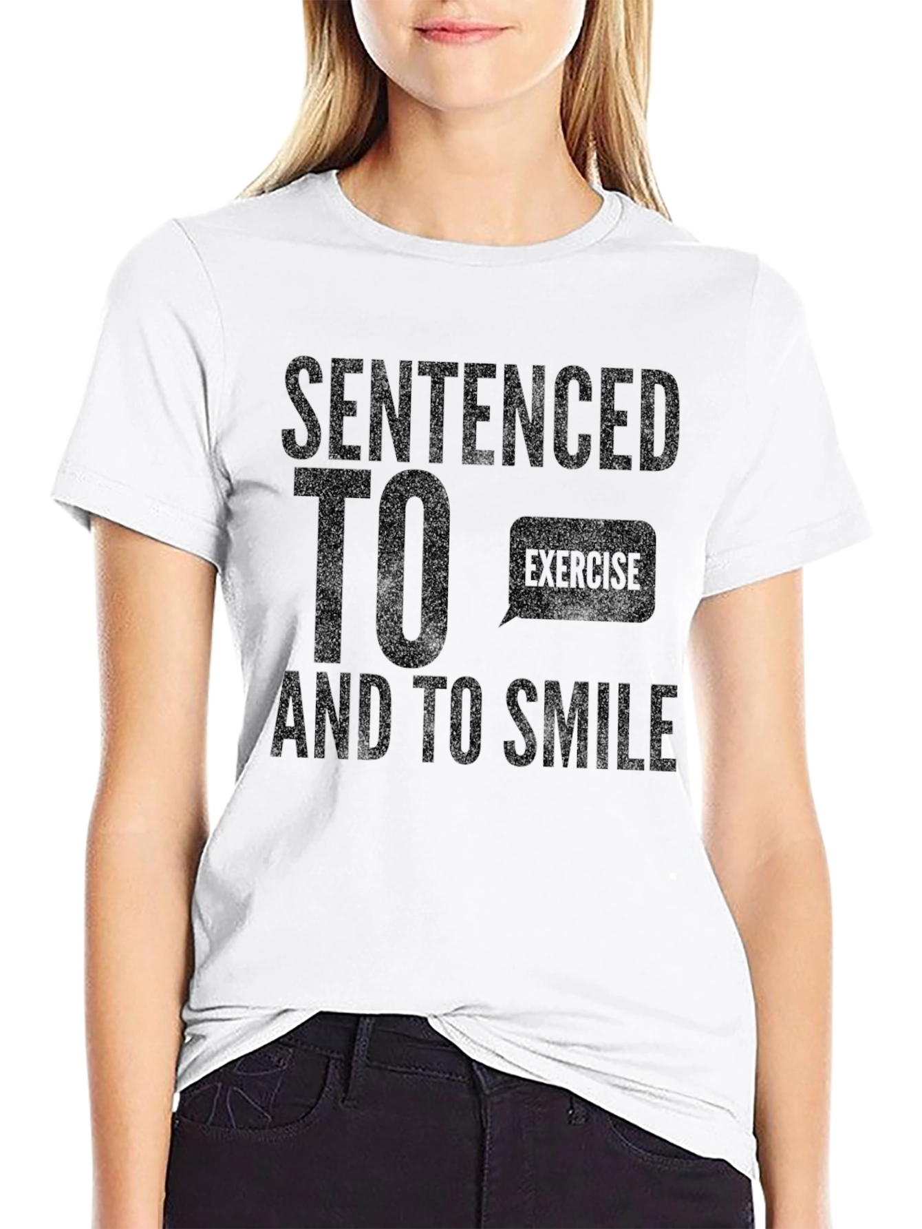 Sentenced To Exercise & Smile Black Graphic Tee