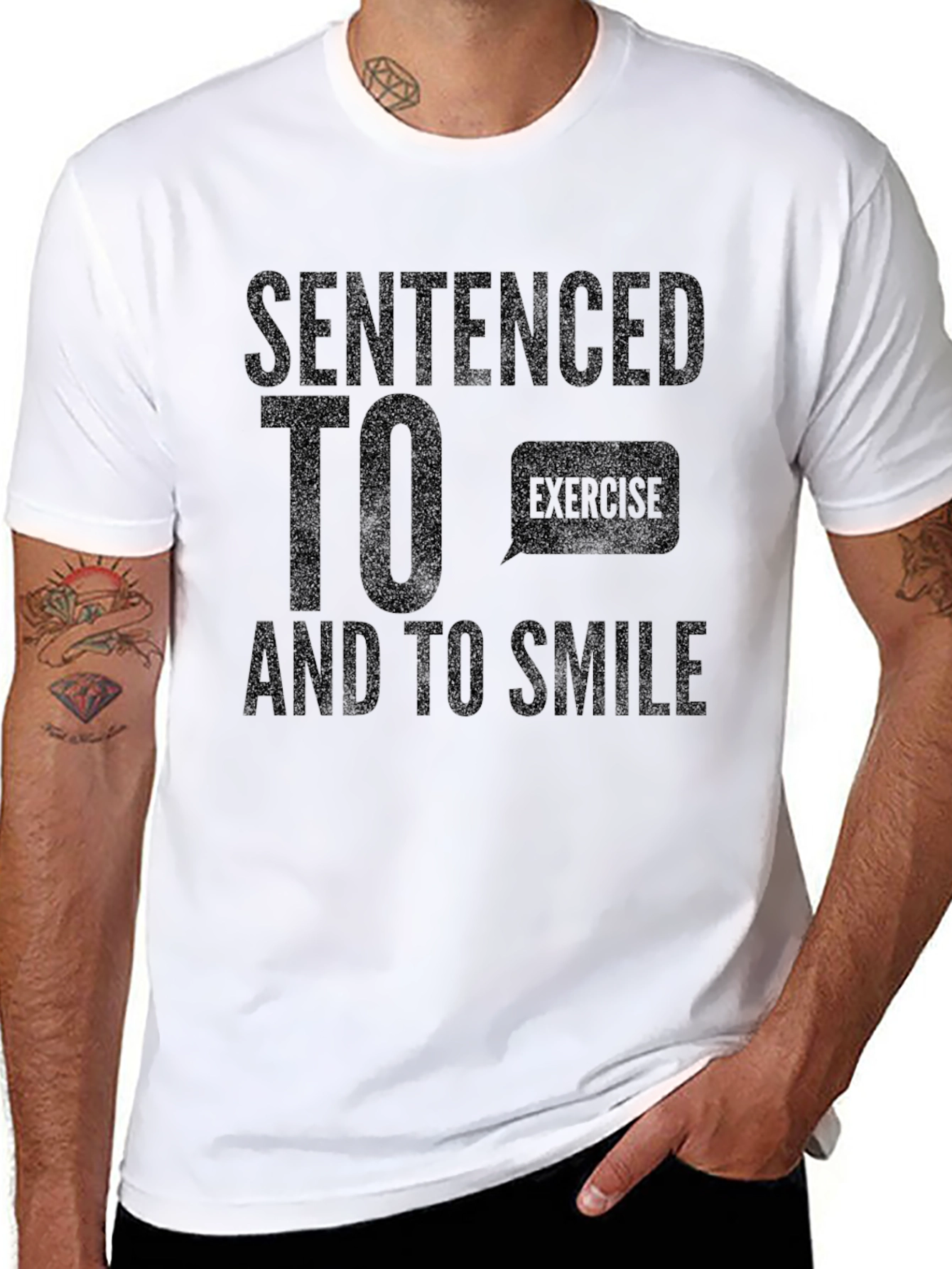 Sentenced To Exercise & Smile Black Graphic Tee