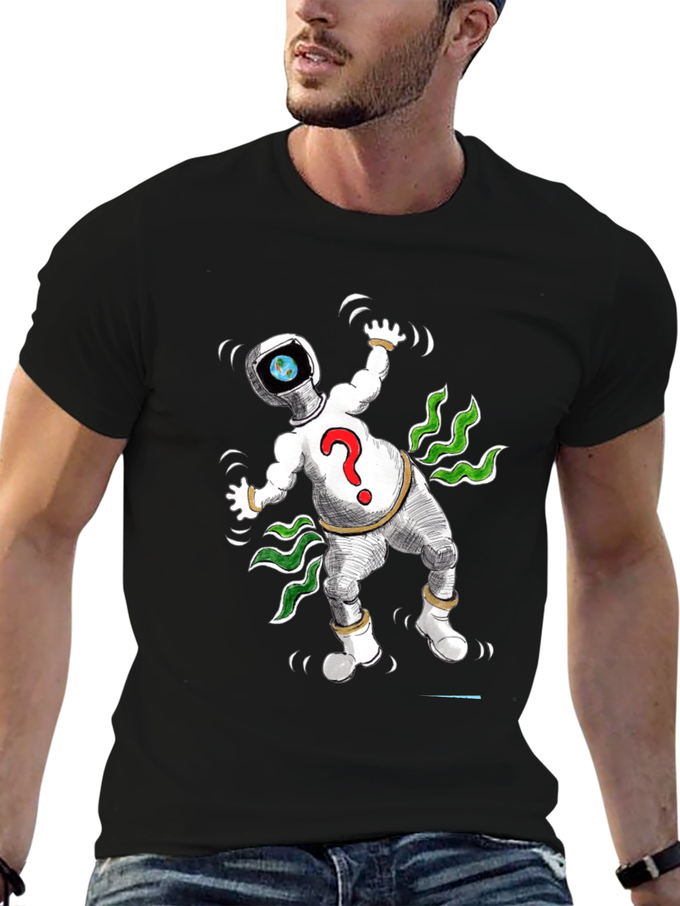 Cosmic Question T-Shirt - Black Cotton Tee
