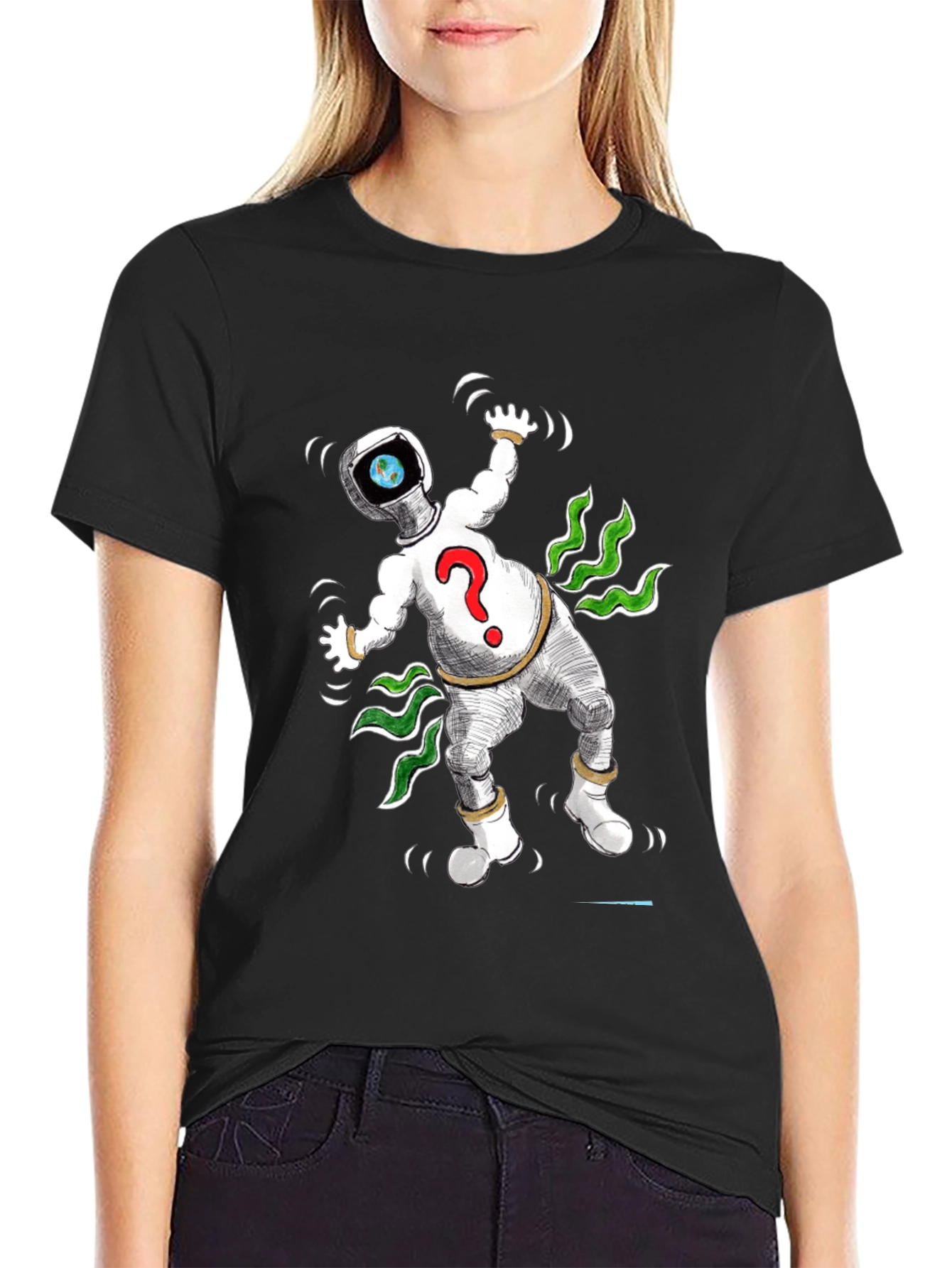 Cosmic Question T-Shirt - Black Cotton Tee