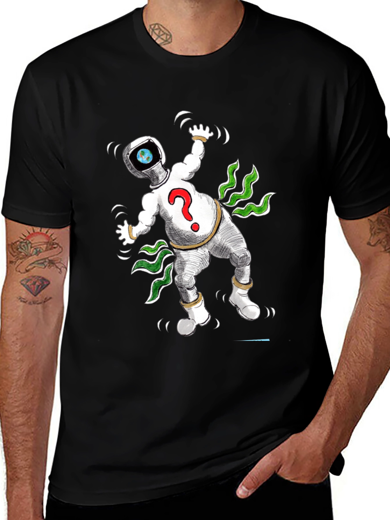 Cosmic Question T-Shirt - Black Cotton Tee