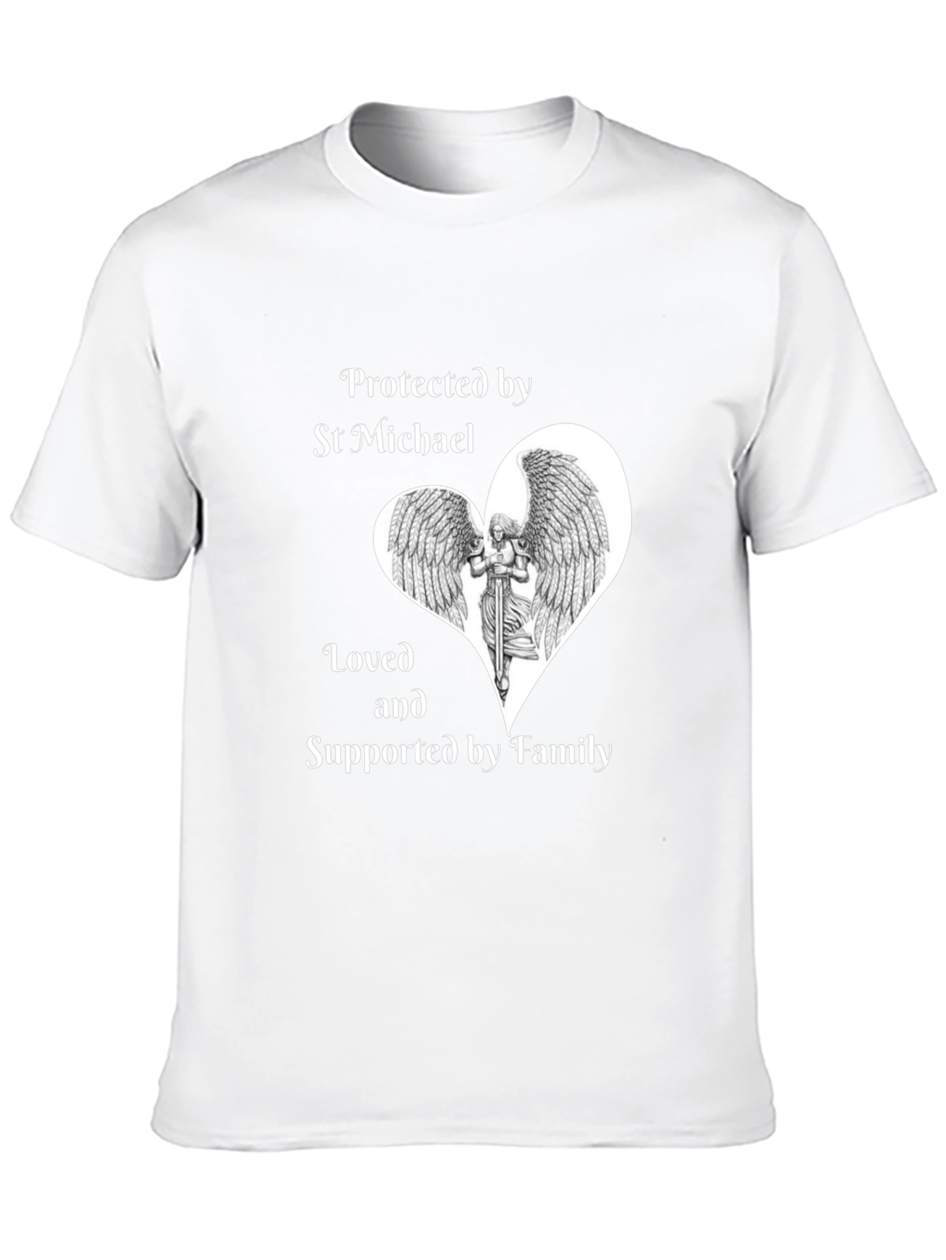 St Michael Protected by Family Black T-Shirt