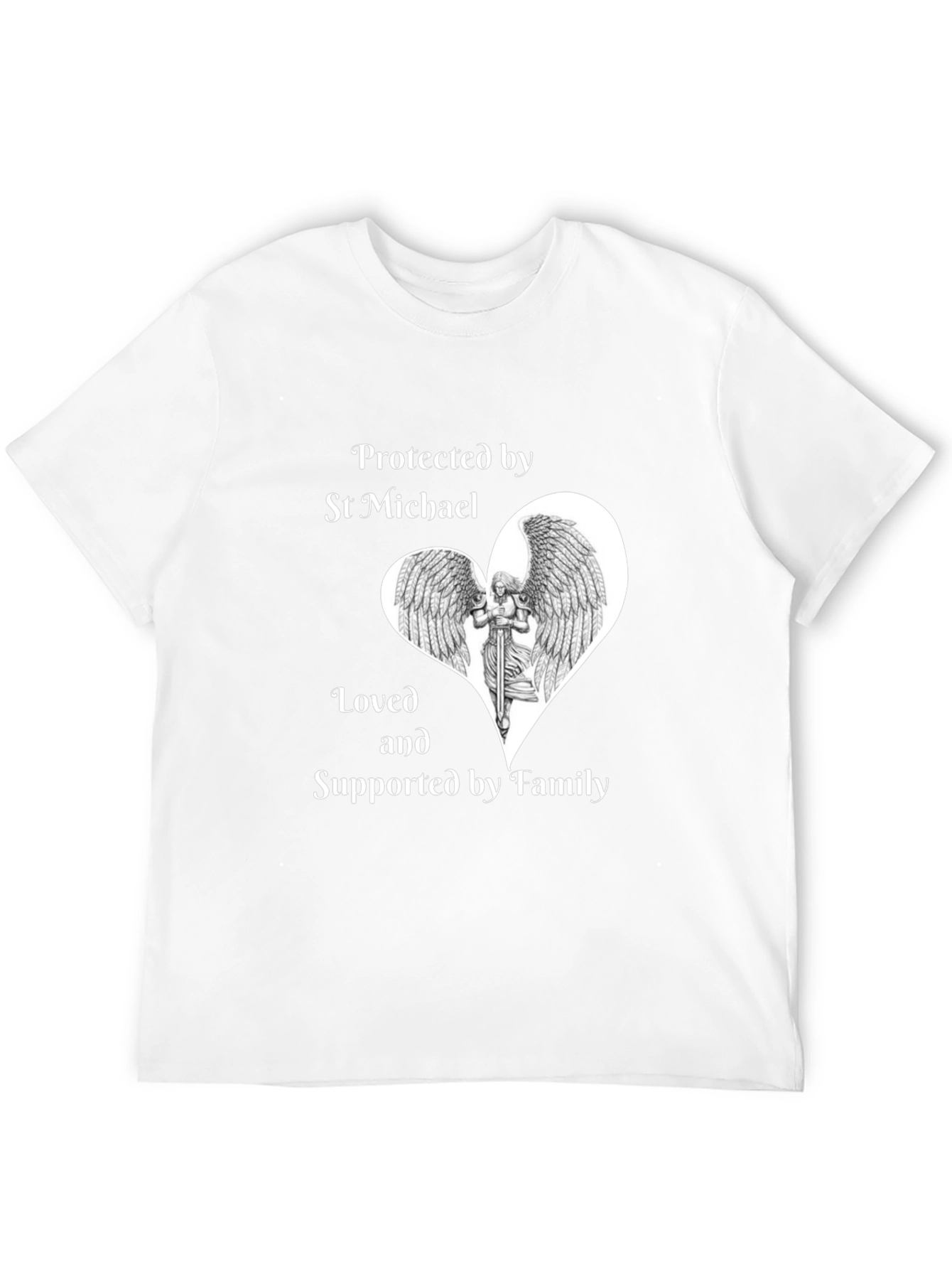 St Michael Protected by Family Black T-Shirt