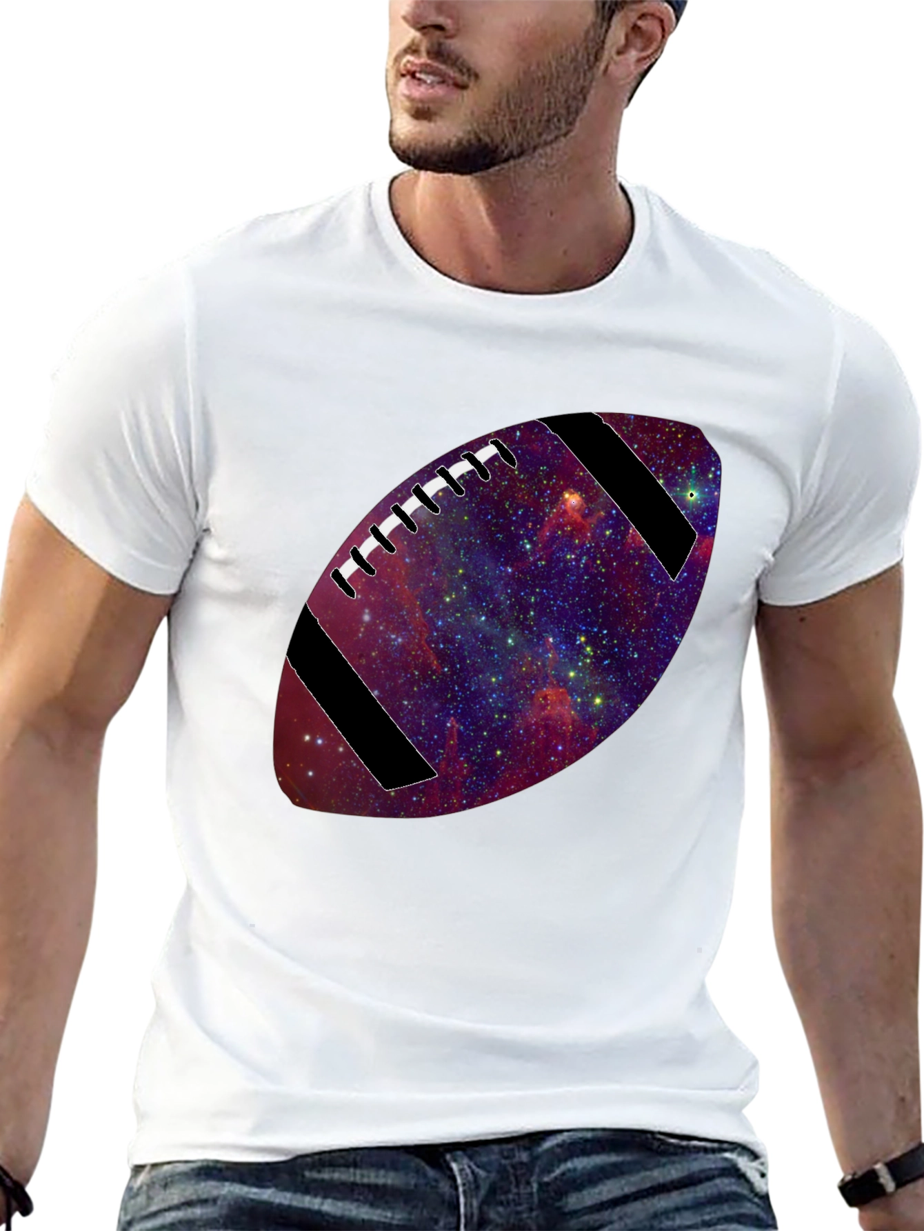 Galaxy Football T-Shirt - Unique Cosmic Design