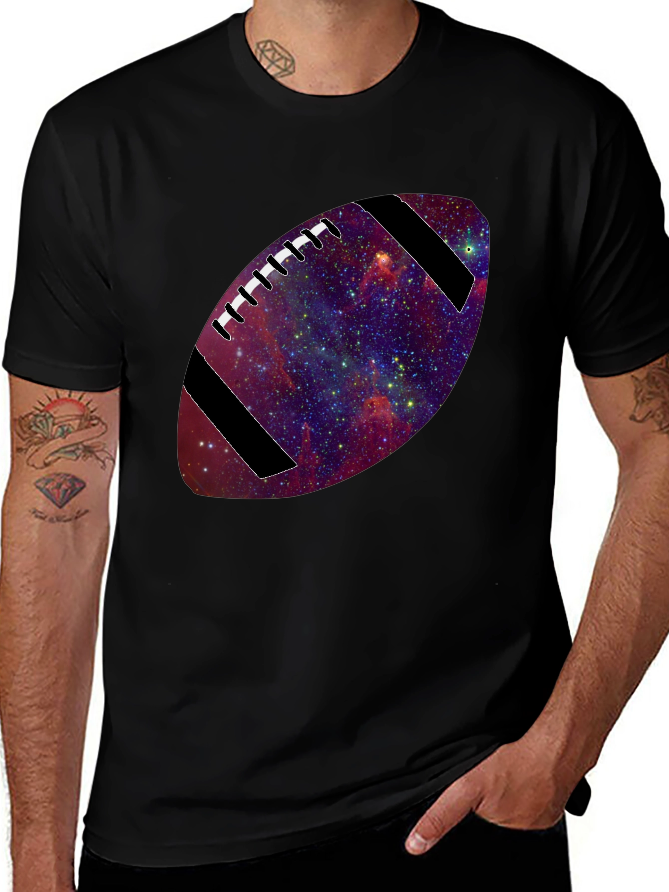 Galaxy Football T-Shirt - Unique Cosmic Design