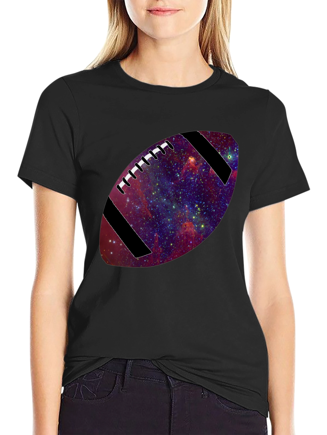 Galaxy Football T-Shirt - Unique Cosmic Design