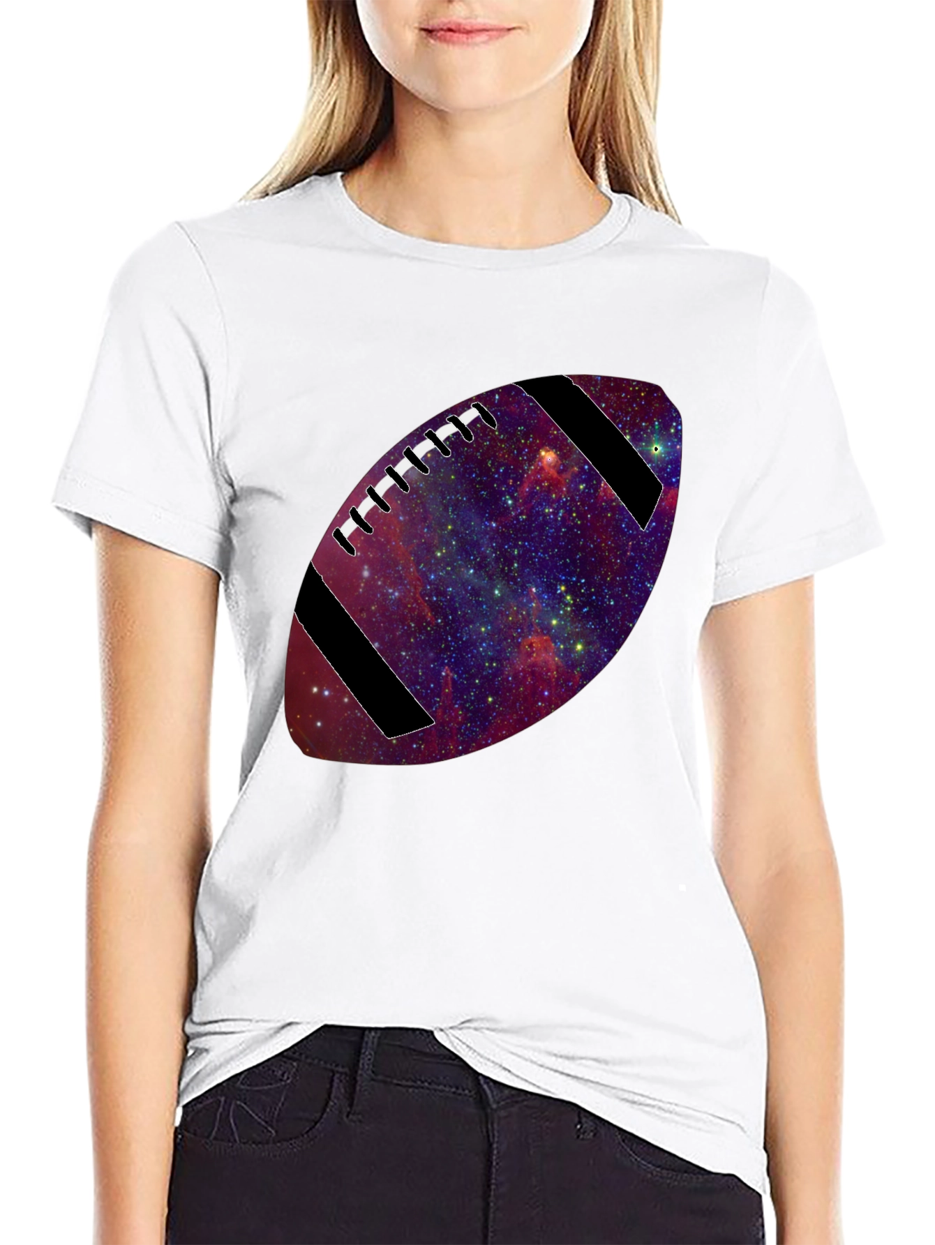 Galaxy Football T-Shirt - Unique Cosmic Design