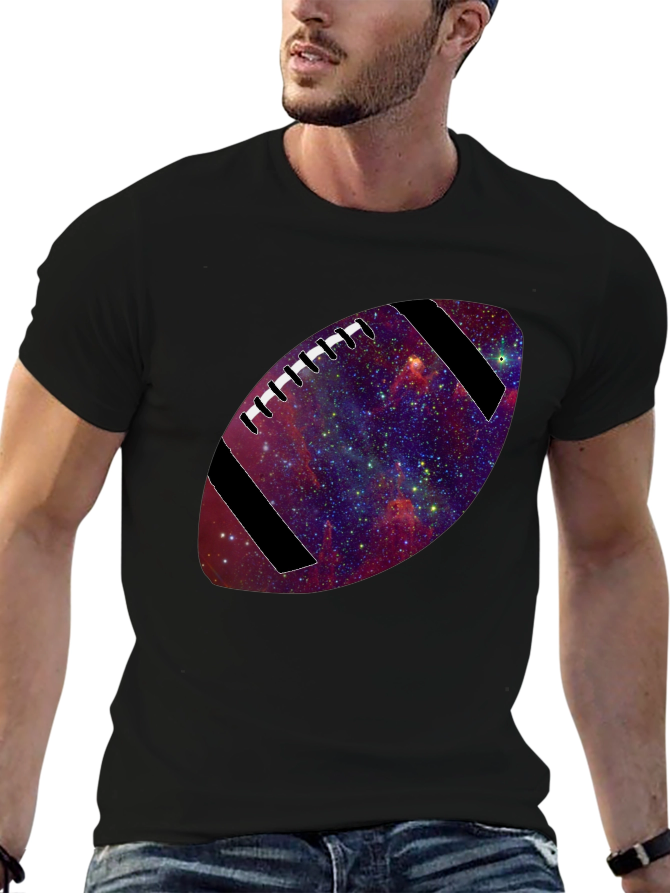 Galaxy Football T-Shirt - Unique Cosmic Design