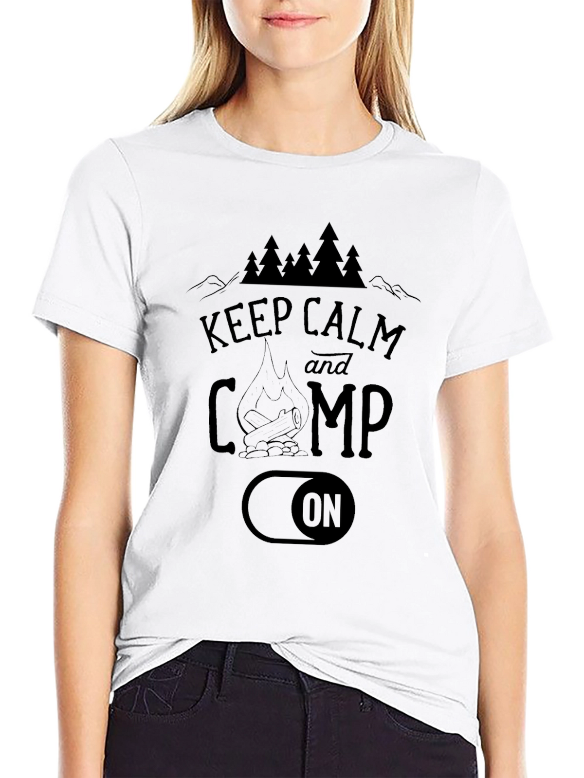 Keep Calm and Camp On Black T-Shirt