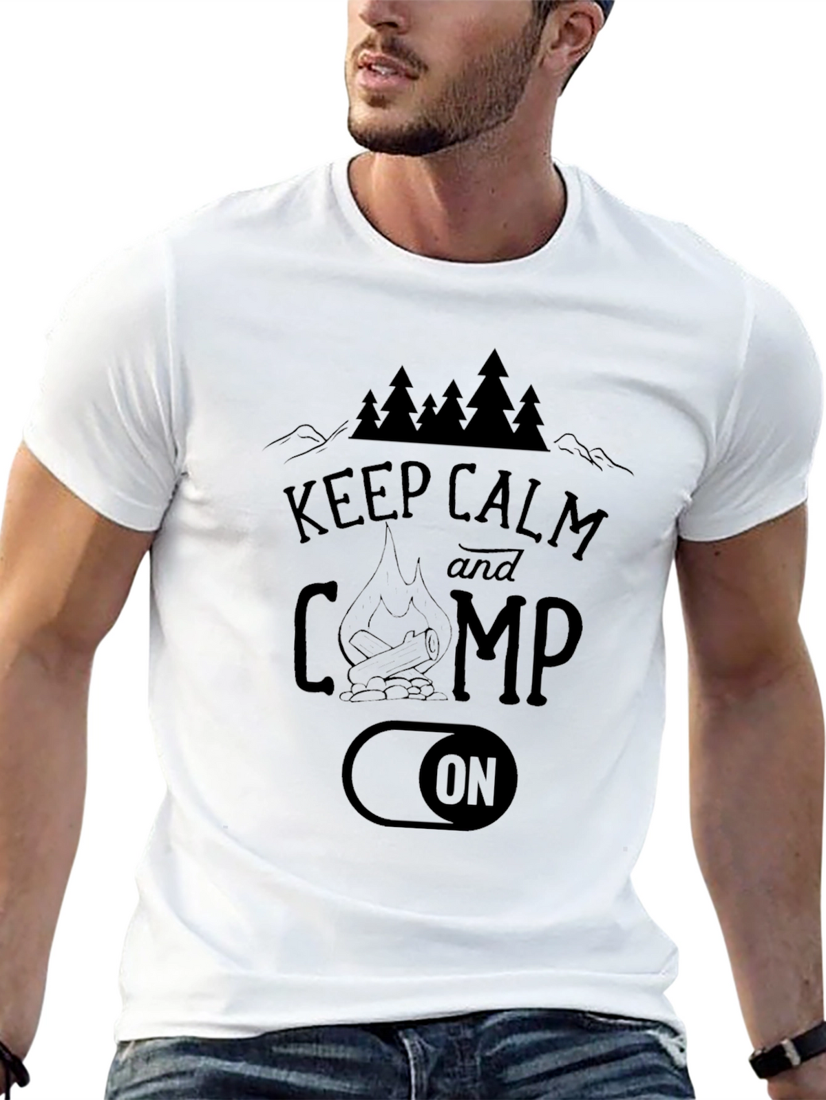 Keep Calm and Camp On Black T-Shirt