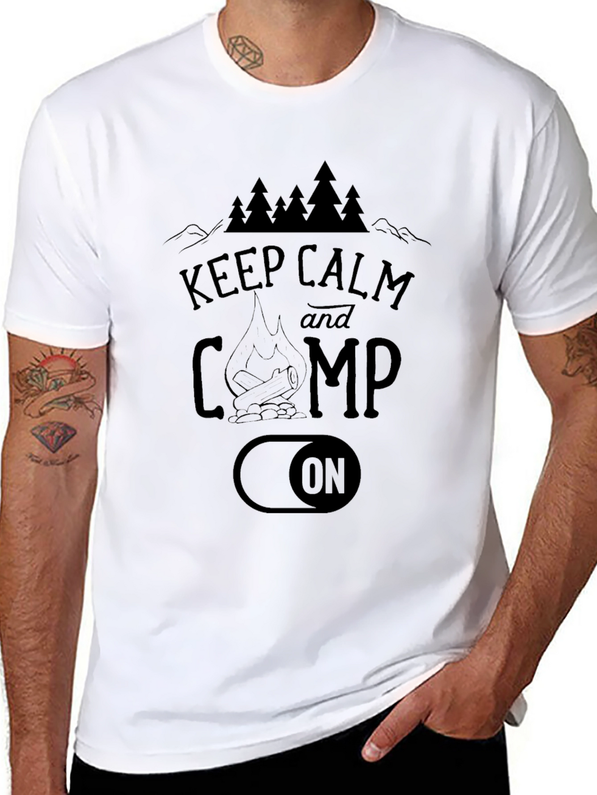 Keep Calm and Camp On Black T-Shirt