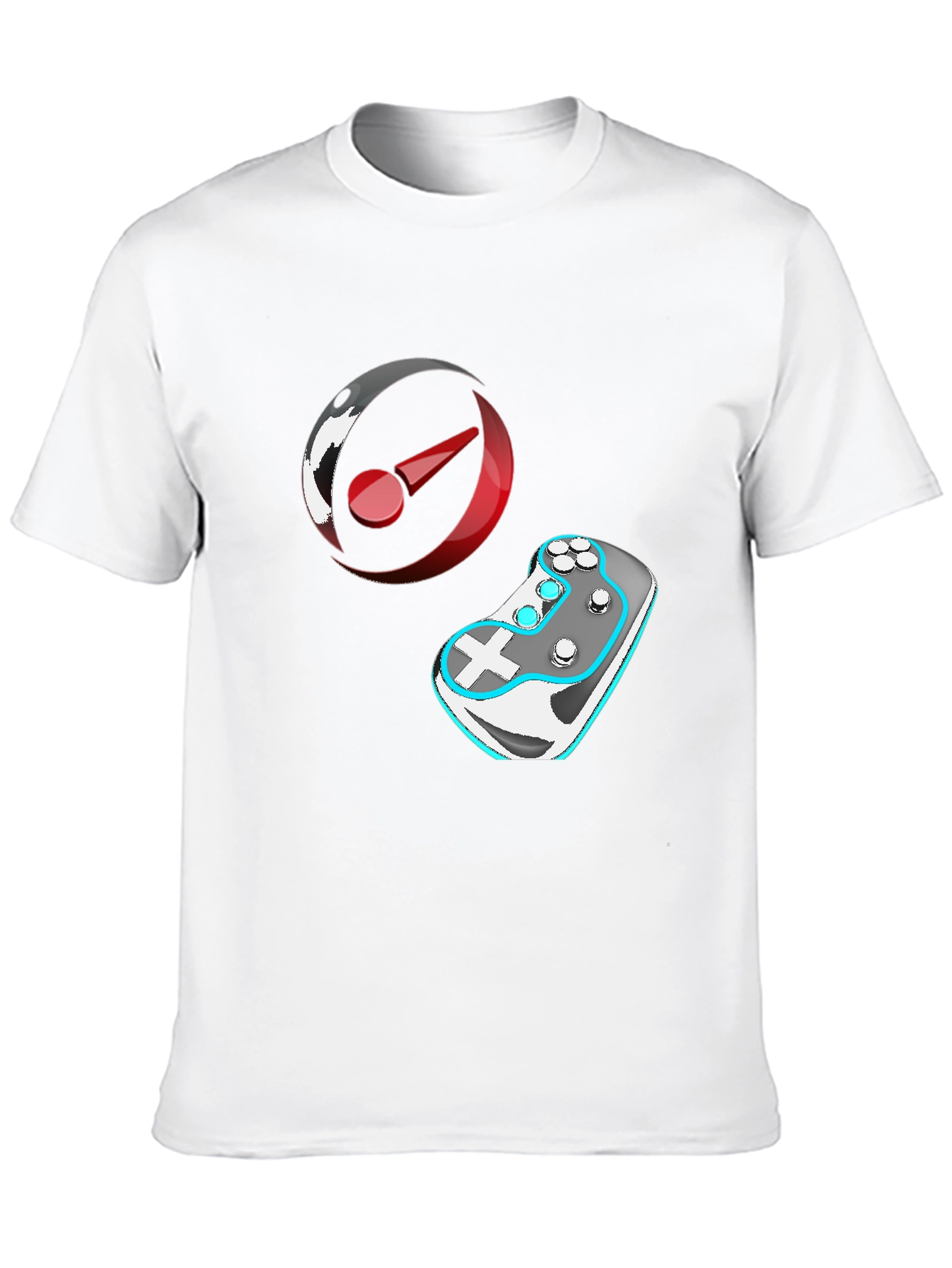 Gaming T-Shirt: Controller & Circular Logo Design