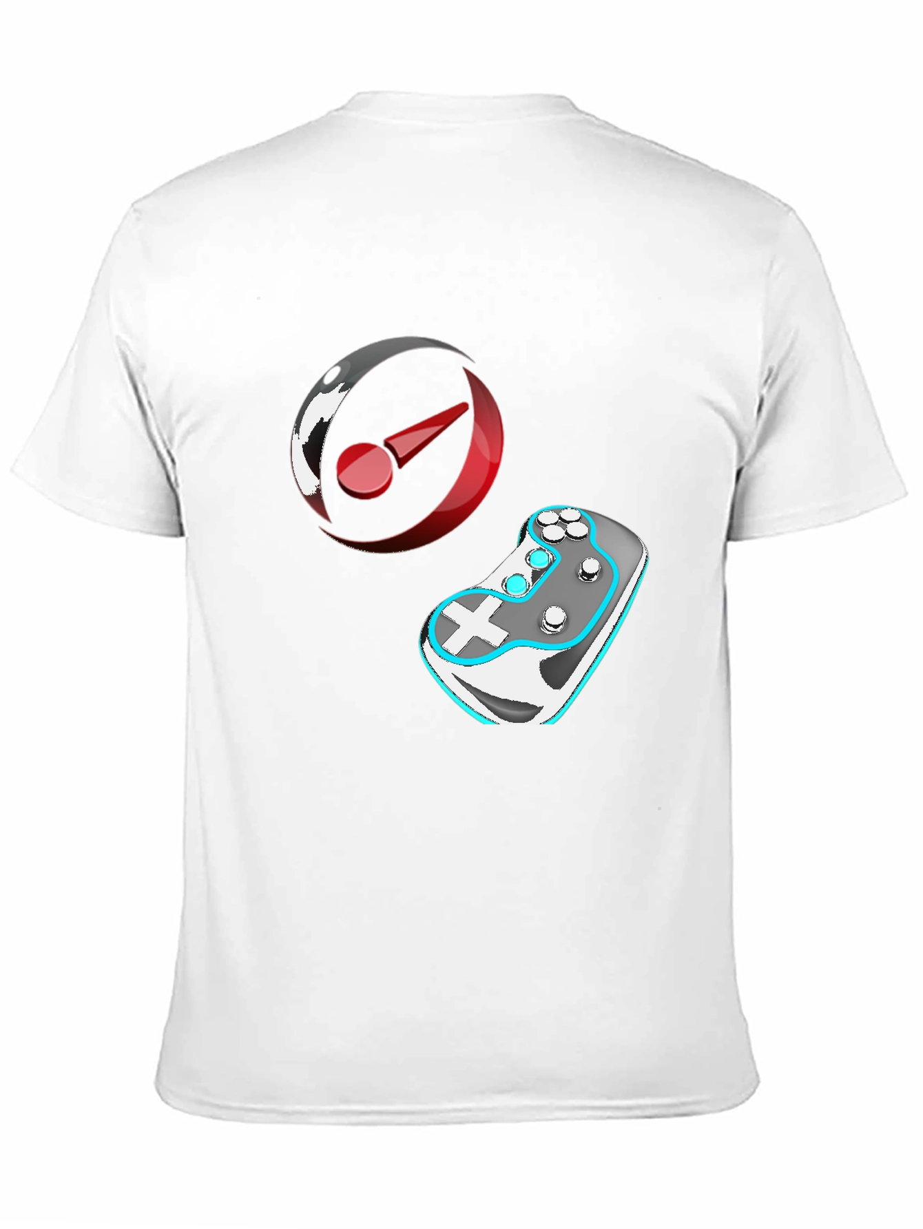 Gaming T-Shirt: Controller & Circular Logo Design