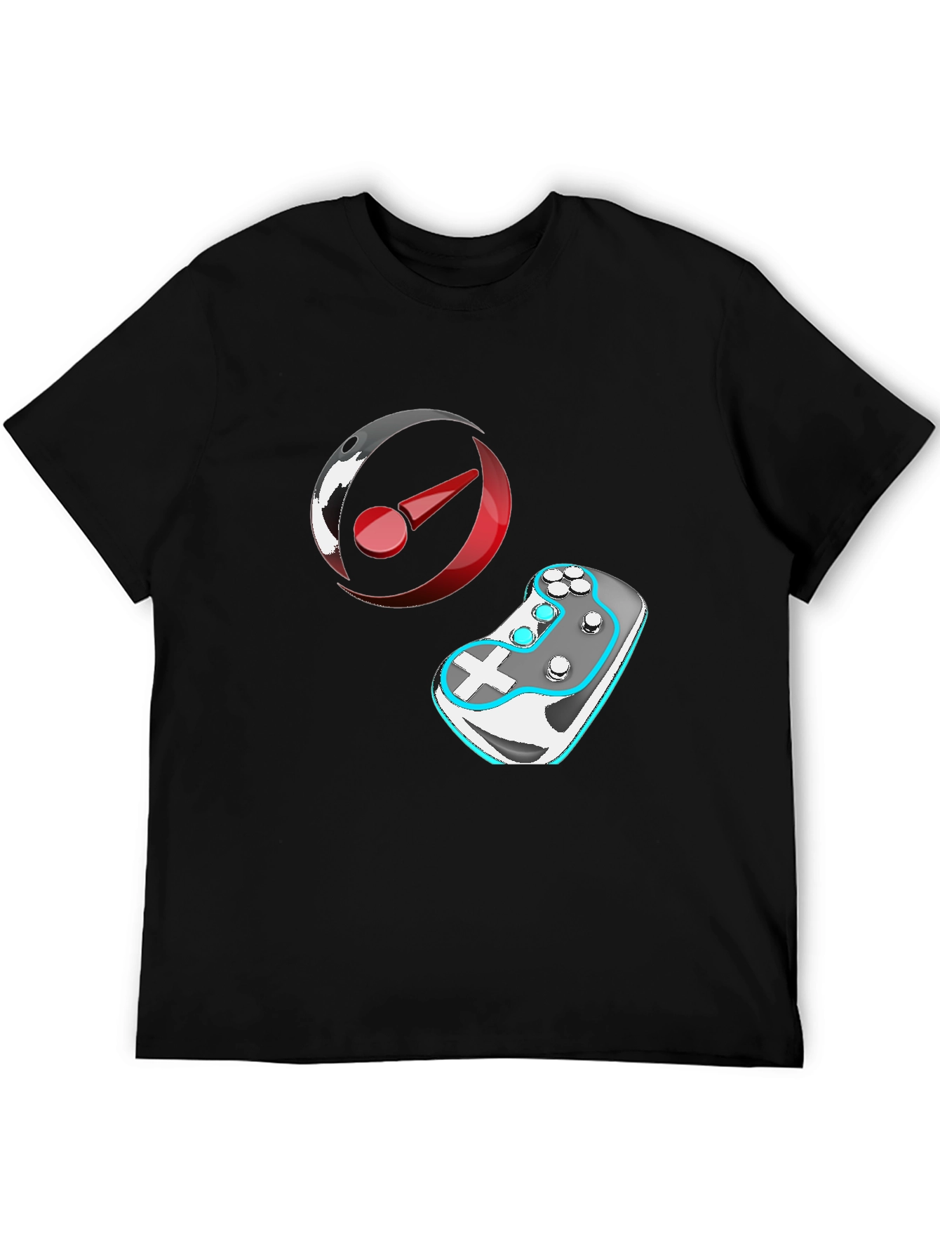 Gaming T-Shirt: Controller & Circular Logo Design