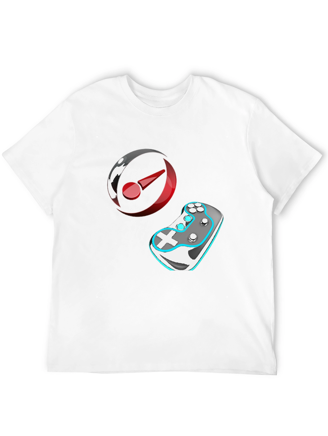 Gaming T-Shirt: Controller & Circular Logo Design