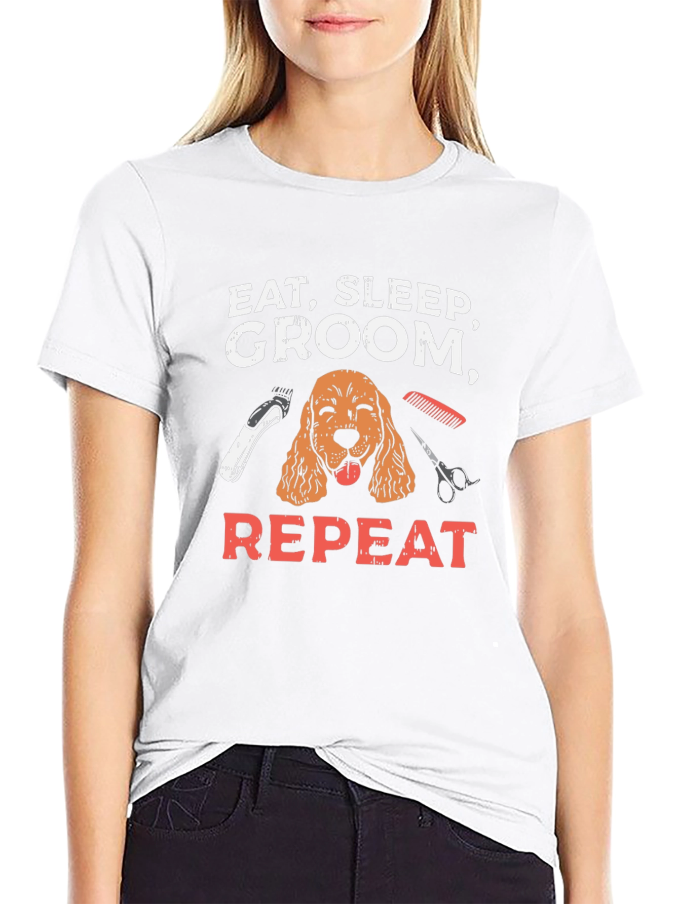 Eat Sleep Groom Repeat Dog T-Shirt