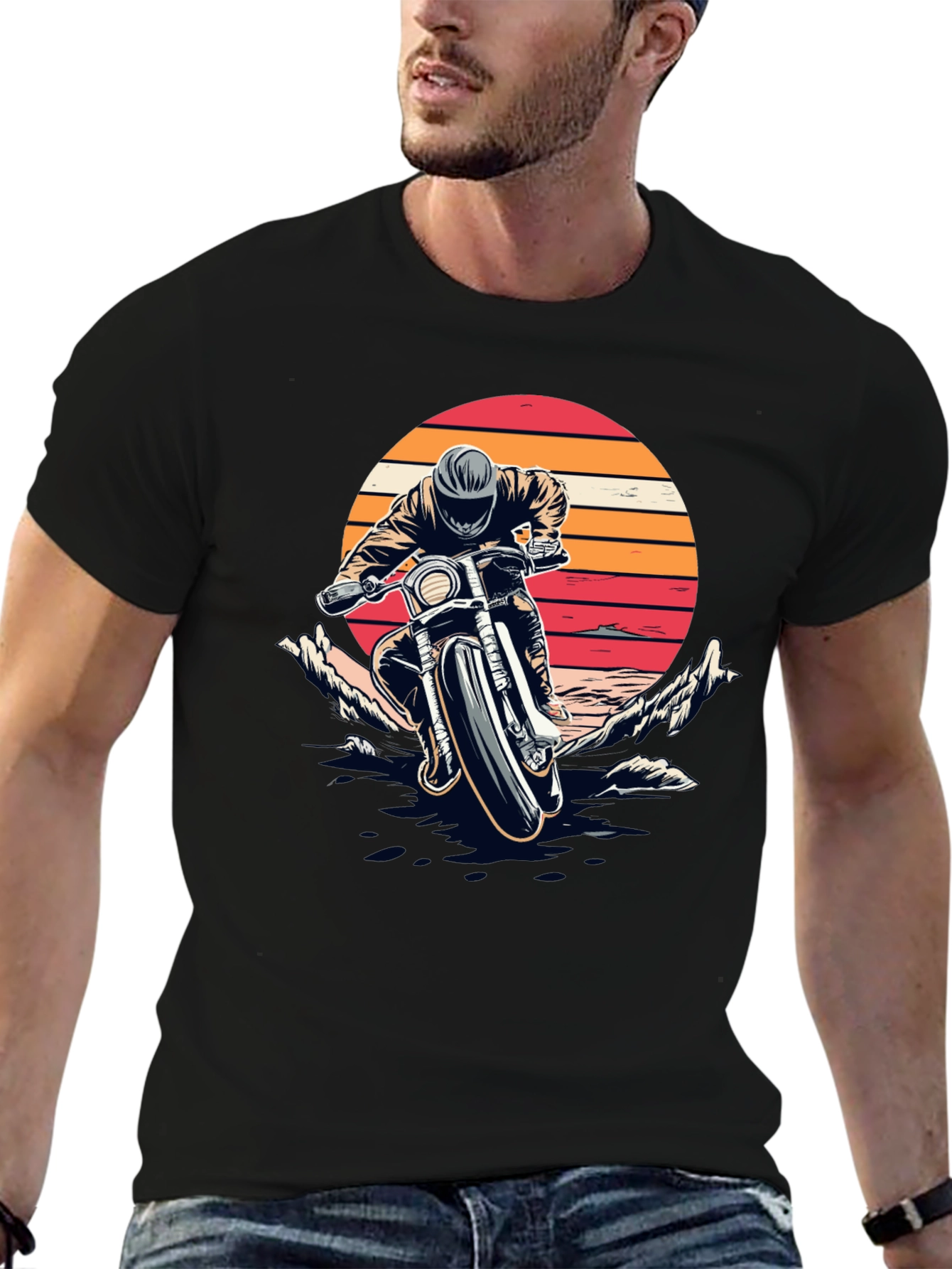 Motorcycle Sunset Graphic T-Shirt