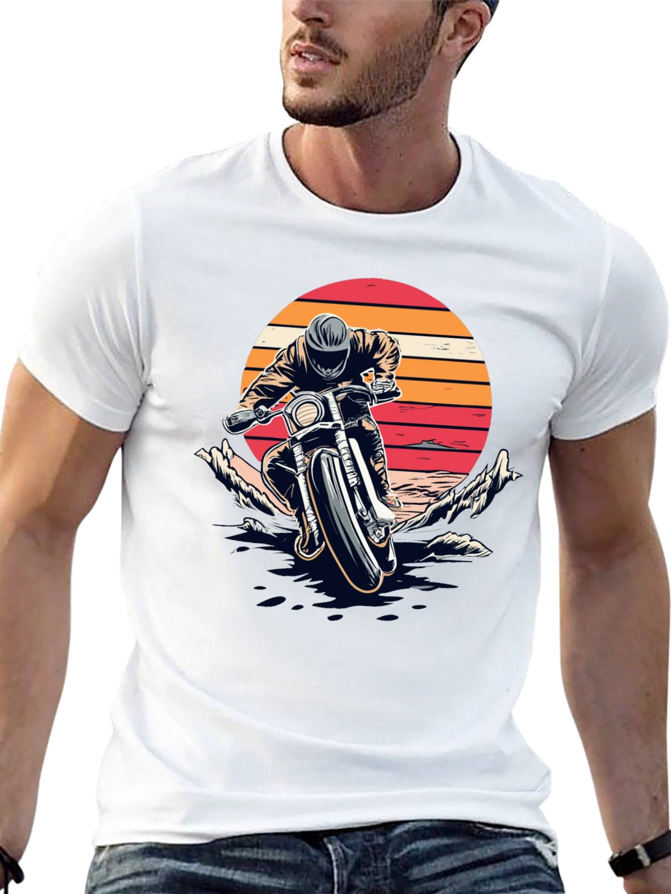 Motorcycle Sunset Graphic T-Shirt