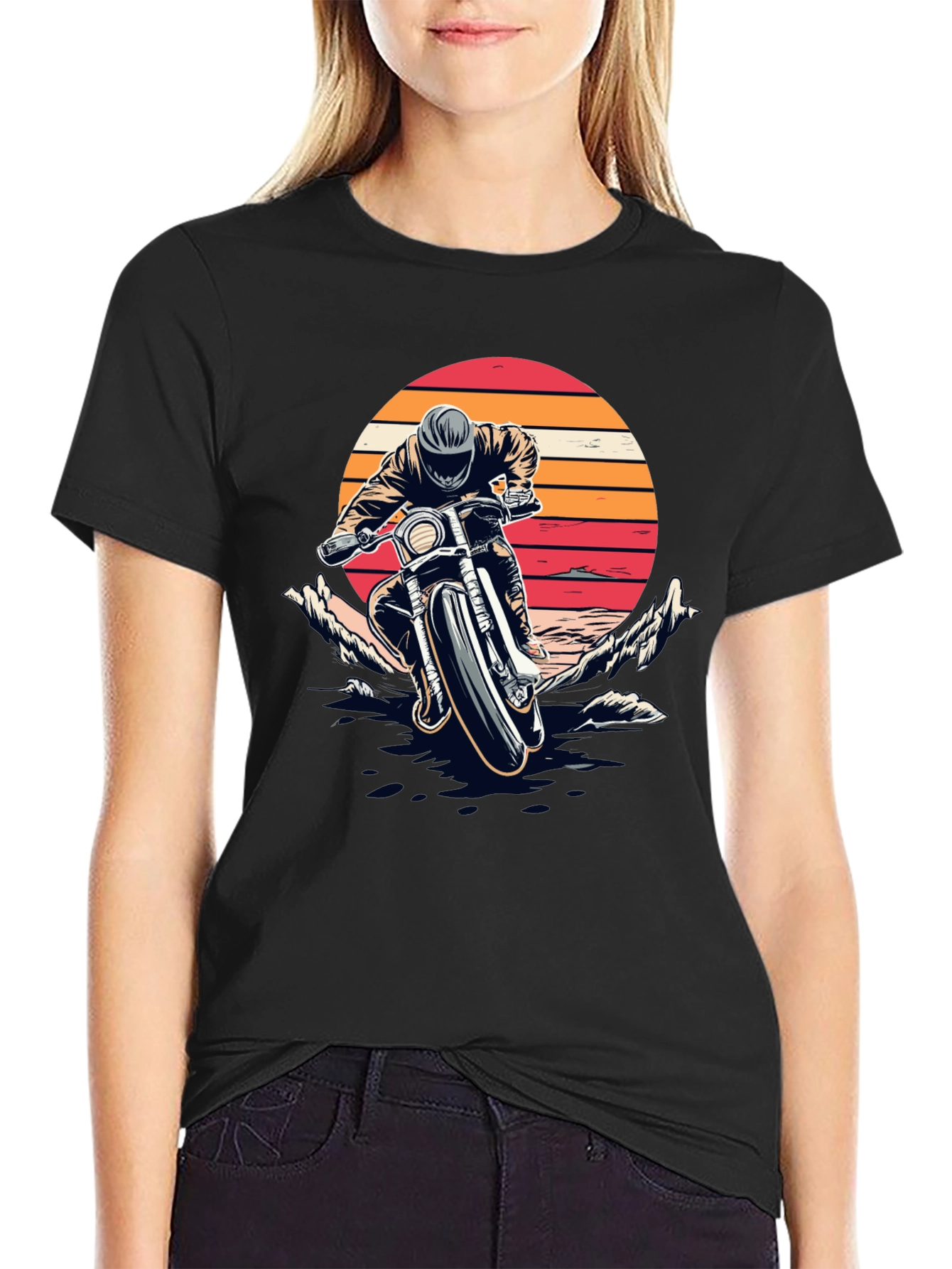 Motorcycle Sunset Graphic T-Shirt