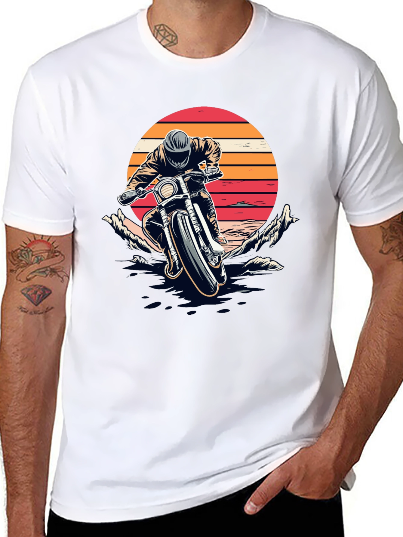 Motorcycle Sunset Graphic T-Shirt