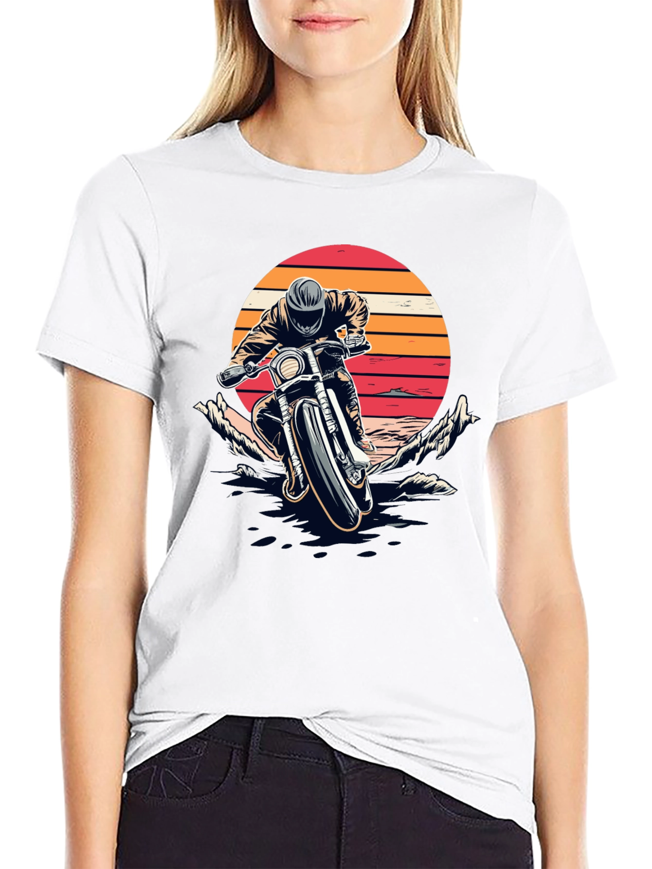 Motorcycle Sunset Graphic T-Shirt