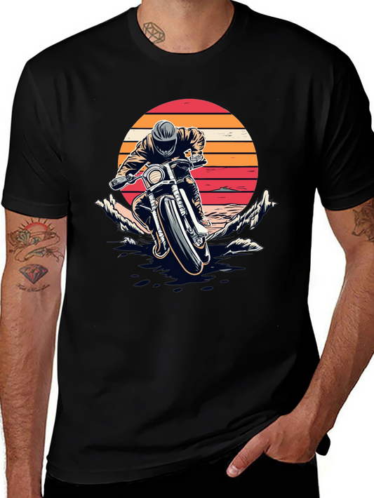 Motorcycle Sunset Graphic T-Shirt