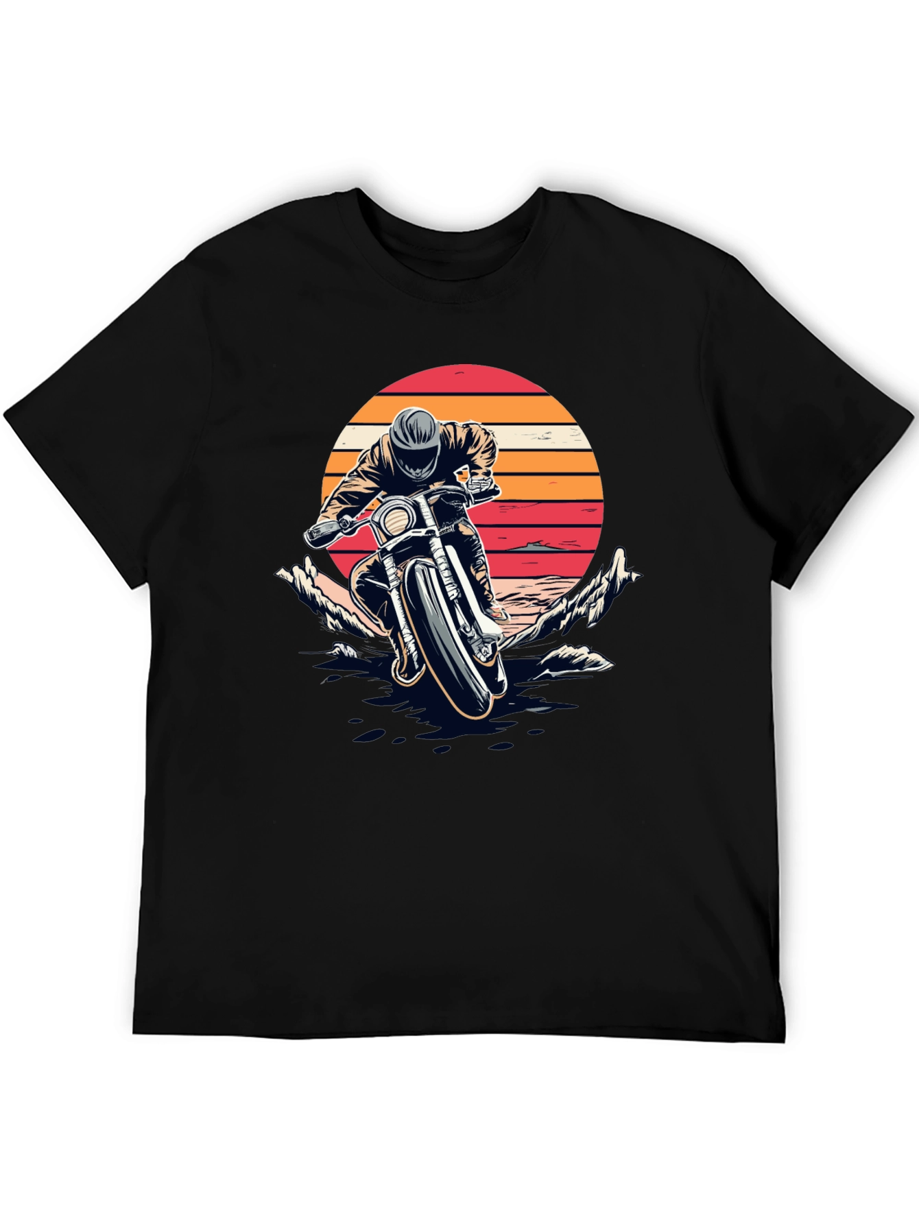 Motorcycle Sunset Graphic T-Shirt