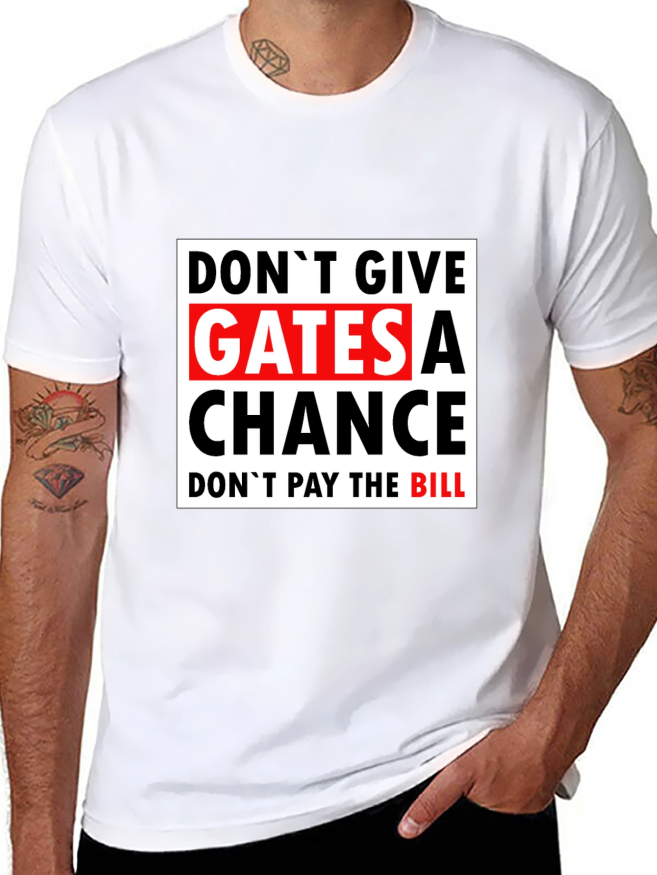 Dont Give Gates A Chance Black T-Shirt