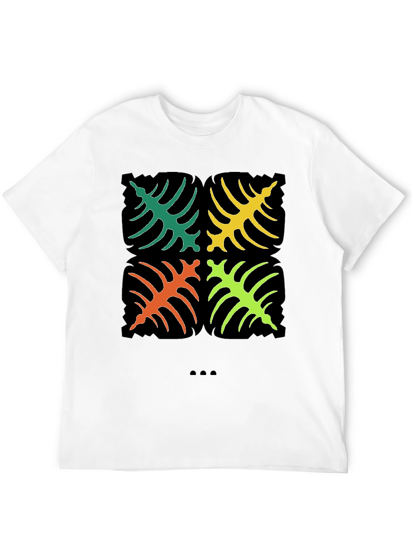 Tropical Leaf Design T-Shirt - Black
