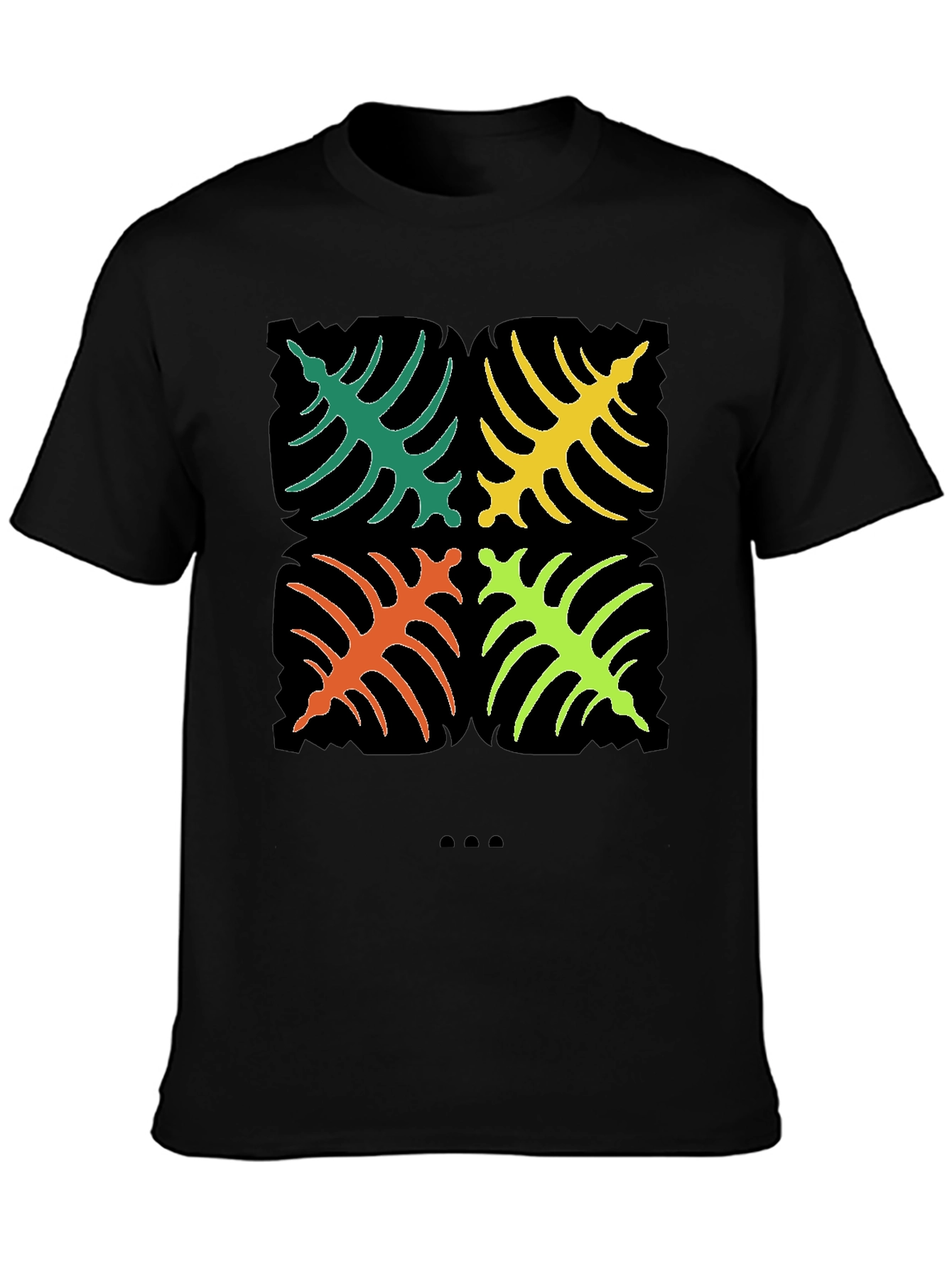 Tropical Leaf Design T-Shirt - Black