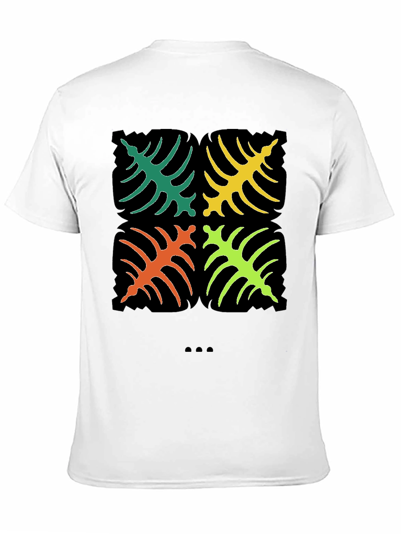 Tropical Leaf Design T-Shirt - Black