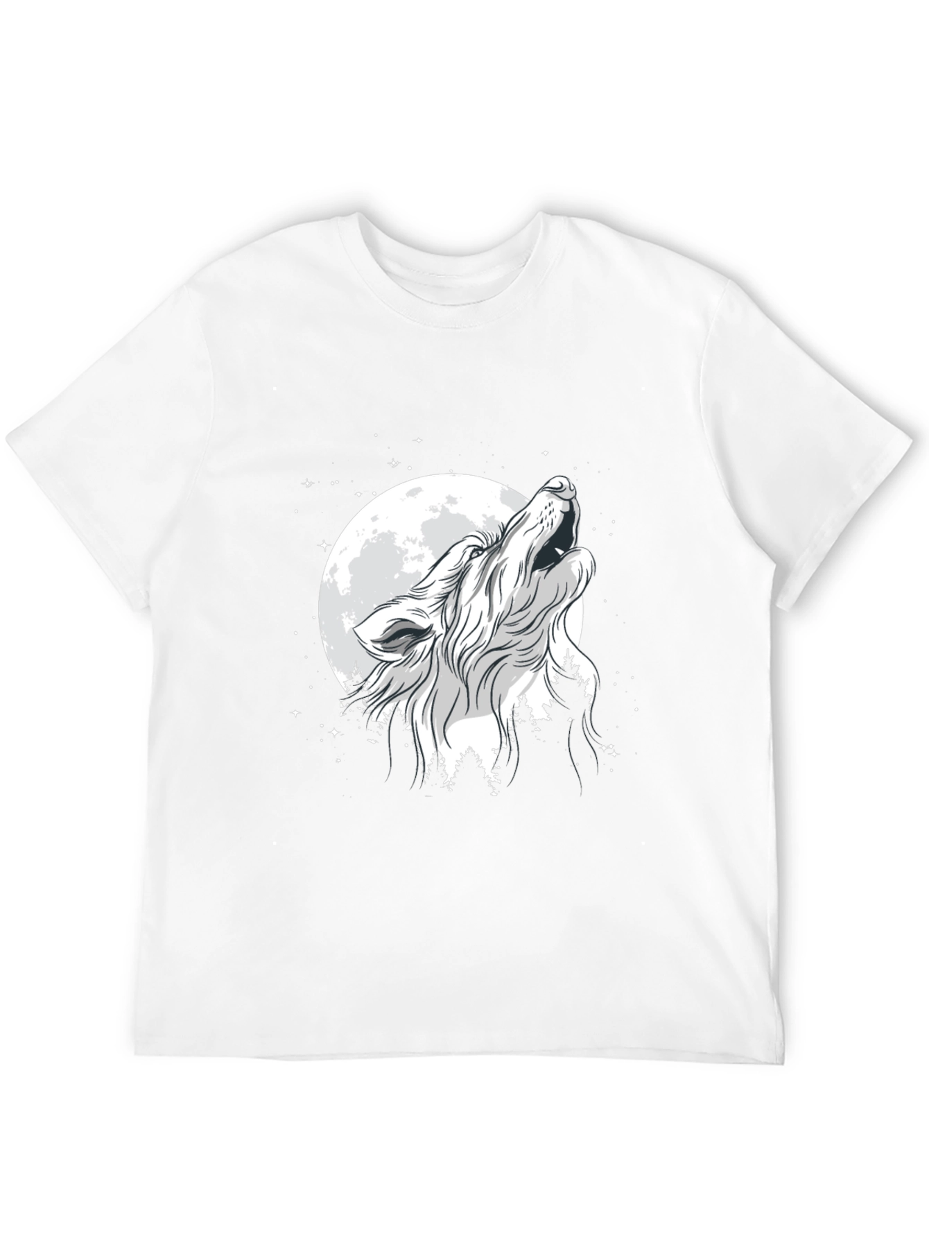 Wolf Howling at Moon Graphic Black T-Shirt