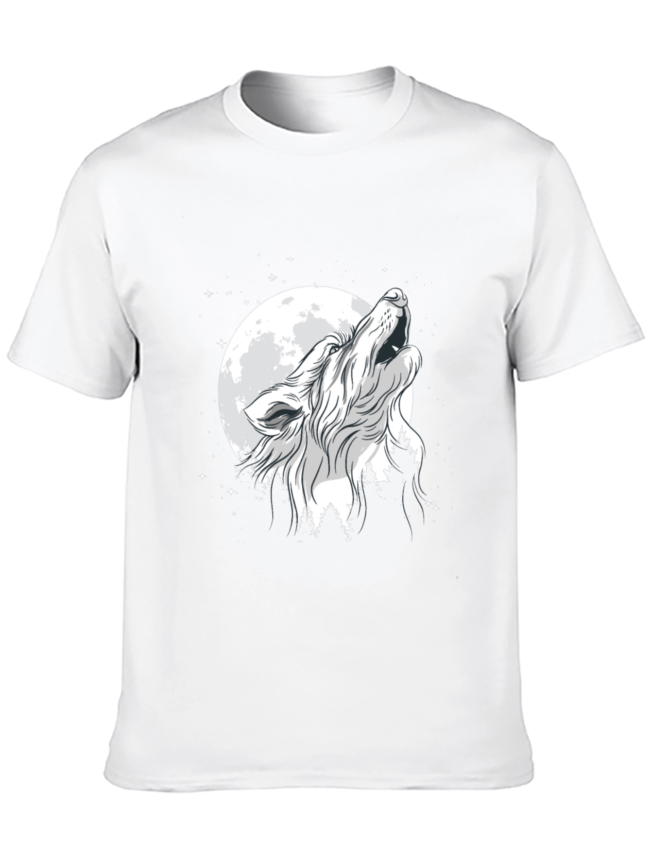 Wolf Howling at Moon Graphic Black T-Shirt